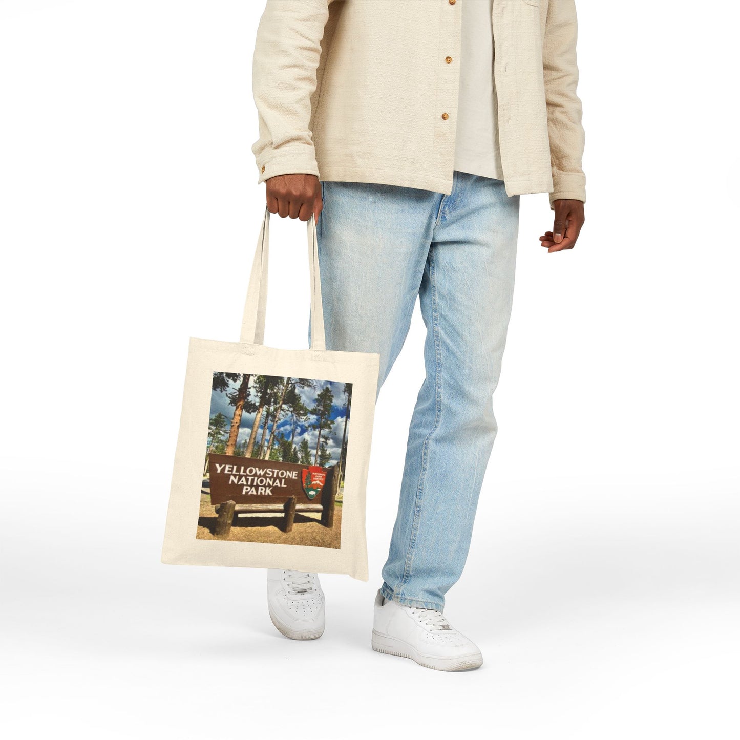 Yellowstone National Park Sign Canvas Tote Bag, Eco-Friendly Bag, Travel Must-Have, Gift for Nature Lovers, Reusable Shopping Bag
