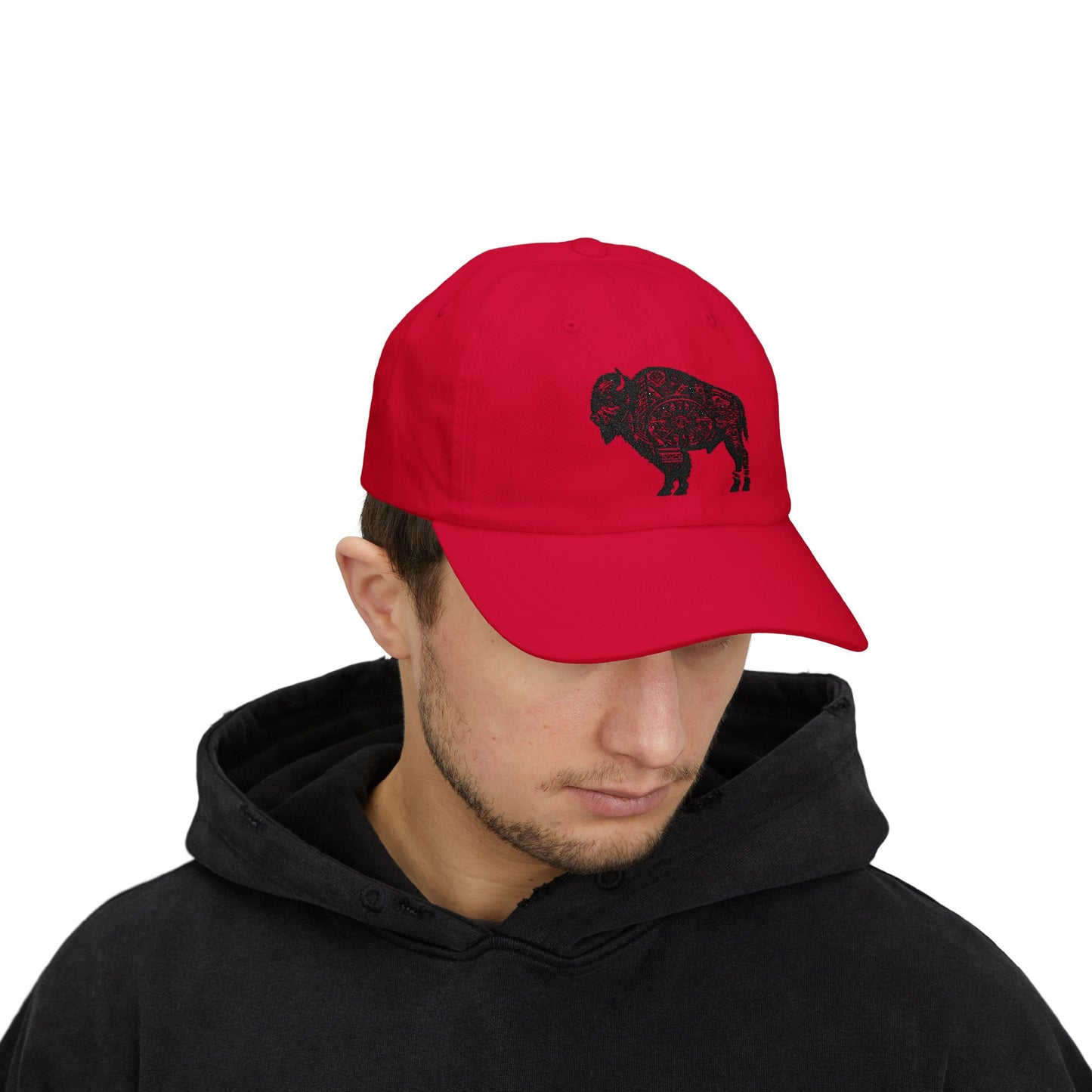 Dad Cap with Tribal Art Bison Design