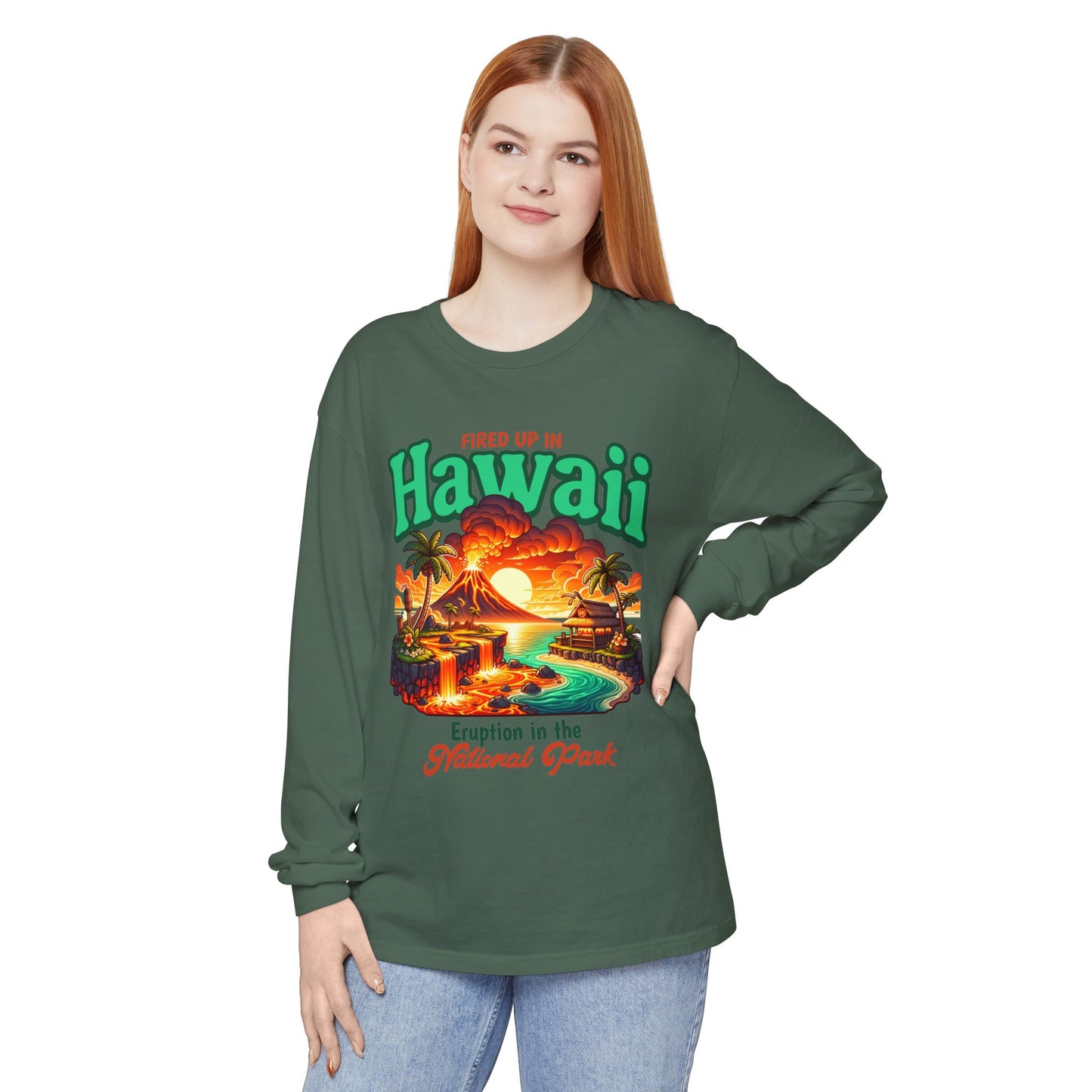 Volcano Hawaii Long Sleeve Tee | Camping Shirt, Outdoor Apparel, Nature Lover Gift, Unisex T-Shirt, Summer Camp Collectible