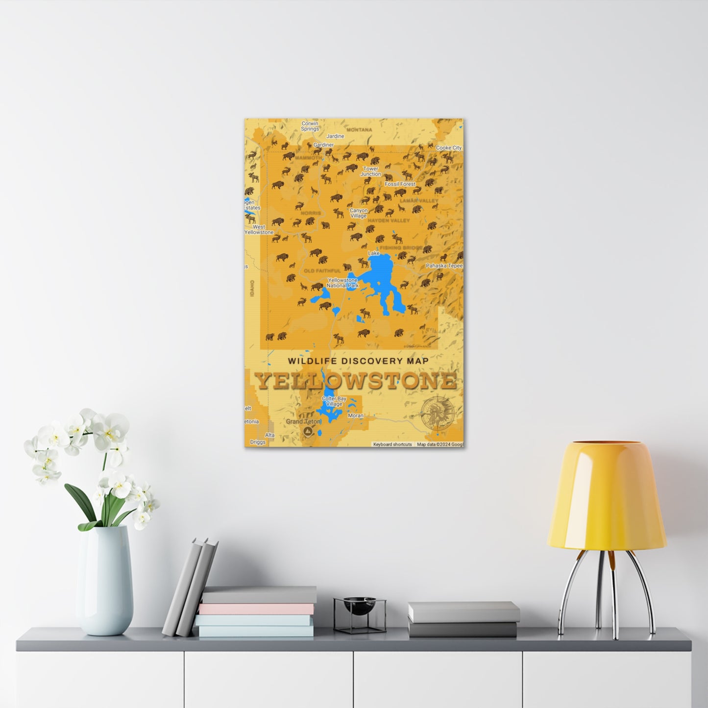 Canvas Gallery Wraps - Yellowstone Wildlife Discovery Map