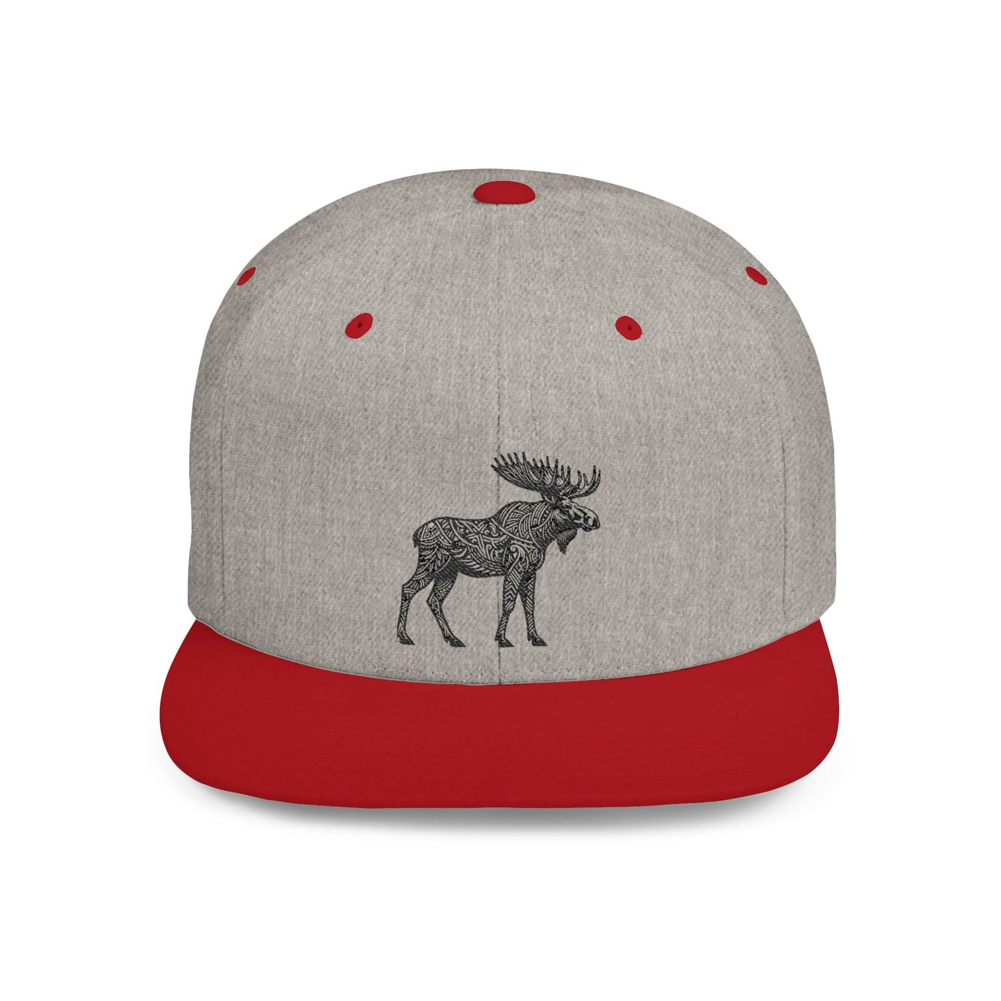 Snapback Cap Colorful Tribal Moose Tattoo Style Embroidery Camo Style Rocky Mountain Adventure