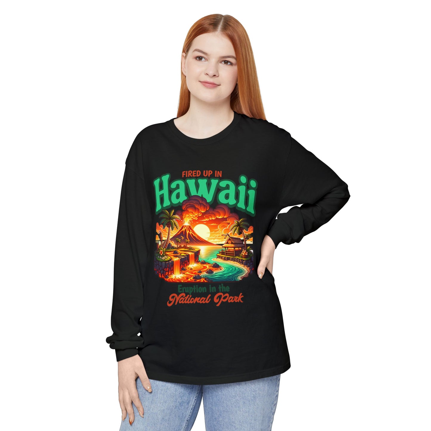 Volcano Hawaii Long Sleeve Tee | Camping Shirt, Outdoor Apparel, Nature Lover Gift, Unisex T-Shirt, Summer Camp Collectible
