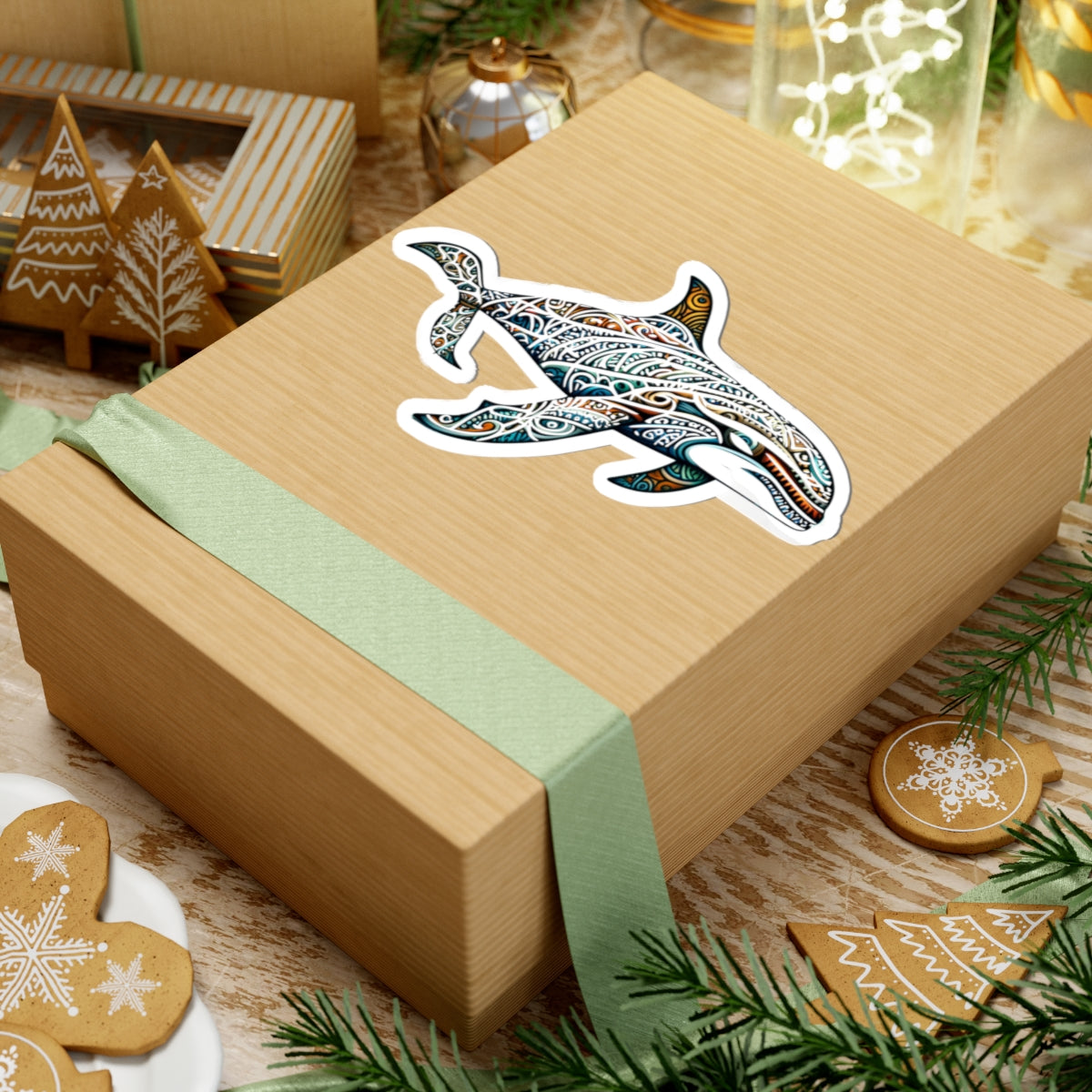 Tribal Orca Sticker - Tribal Decor, Orca Lover Gift, Laptop Stickers, Phone Sticker, Dive Gear Sticker, Waterproof Art, Laptop Decor