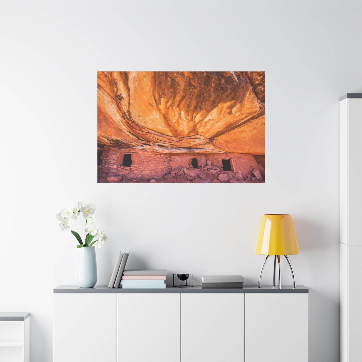 Stretched Matte Canvas Art - Vibrant Canyon Landscape Decor of House on Fire at Bears Ear National Monument