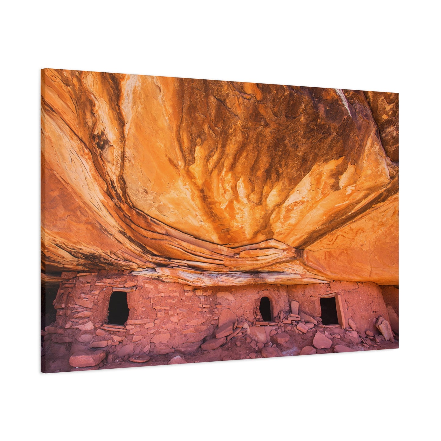 Stretched Matte Canvas Art - Vibrant Canyon Landscape Decor of House on Fire at Bears Ear National Monument