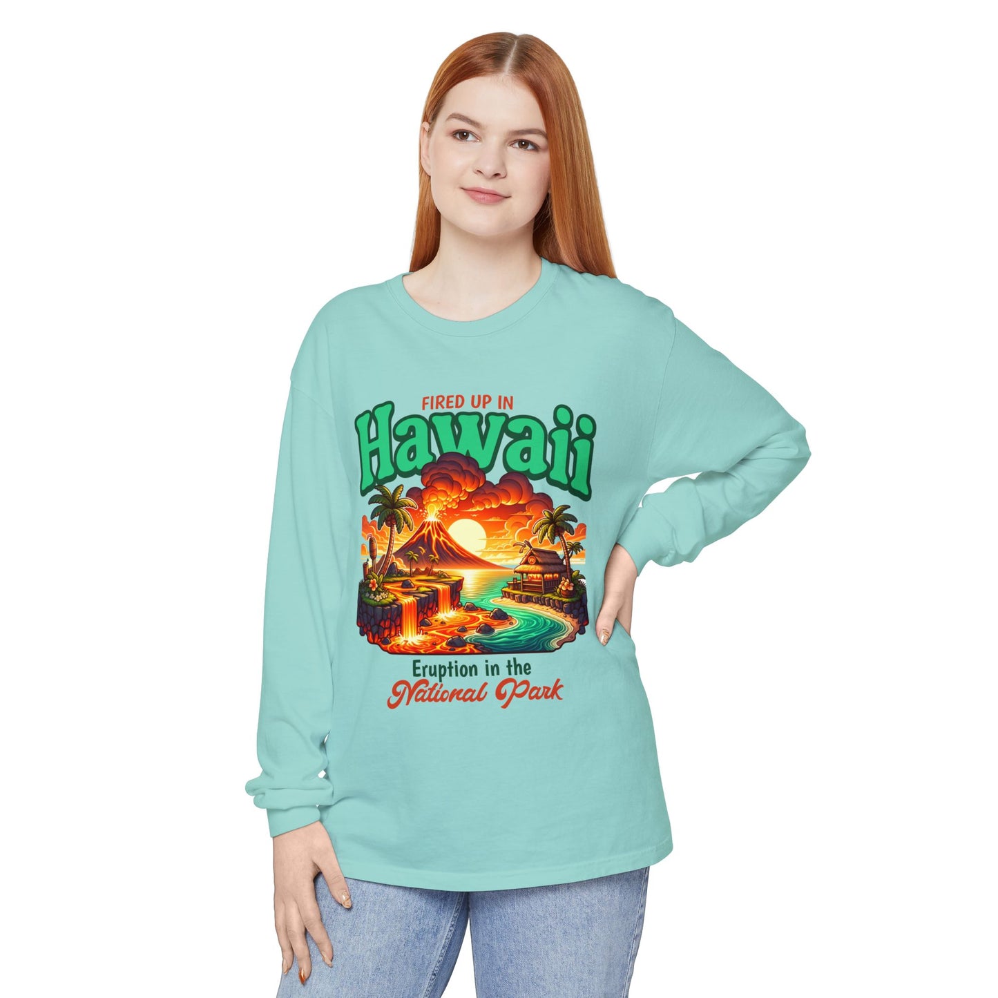 Volcano Hawaii Long Sleeve Tee | Camping Shirt, Outdoor Apparel, Nature Lover Gift, Unisex T-Shirt, Summer Camp Collectible