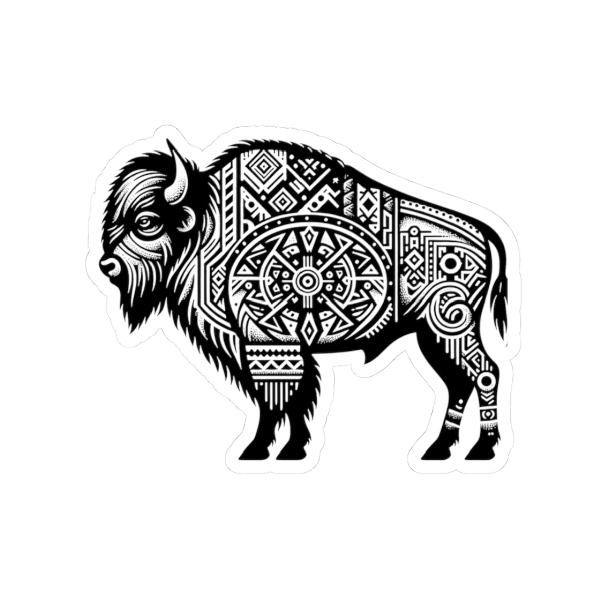Tribal Tattoo Bison Sticker - Western Decor, Nature Lover Gift, Laptop Stickers, Waterproof Art, Yellowstone Mountain Decor