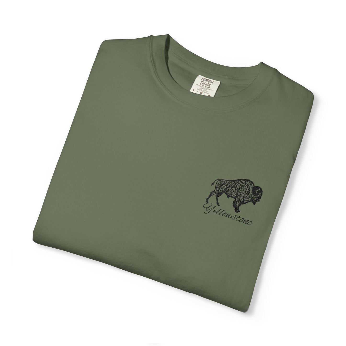 Buffalo Design Unisex Garment-Dyed T-shirt, Casual Tee, Nature Lover Gift, Outdoor Adventure Shirt, Wildlife T-shirt, Eco-Friendly Apparel