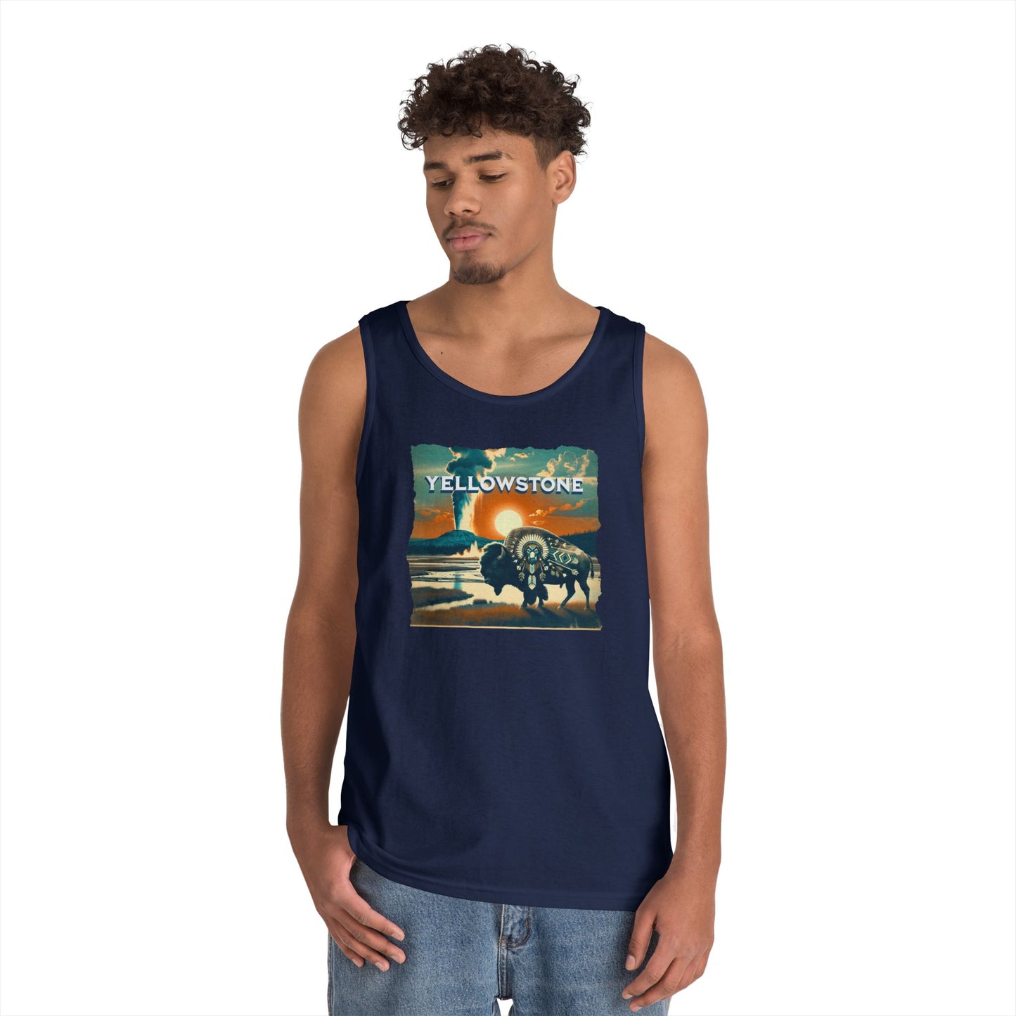 Yellowstone Adventure Unisex Cotton Tank Top - Nature Lover Gift, Outdoor Apparel, Travel Wear, Summer Top, Vacation Style