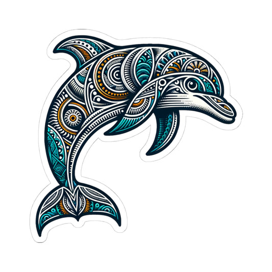 Bohemian Dolphin Stickers - Ocean Decor, Nature Lover Gift, Laptop Stickers, Waterproof Art, Beach House Decor