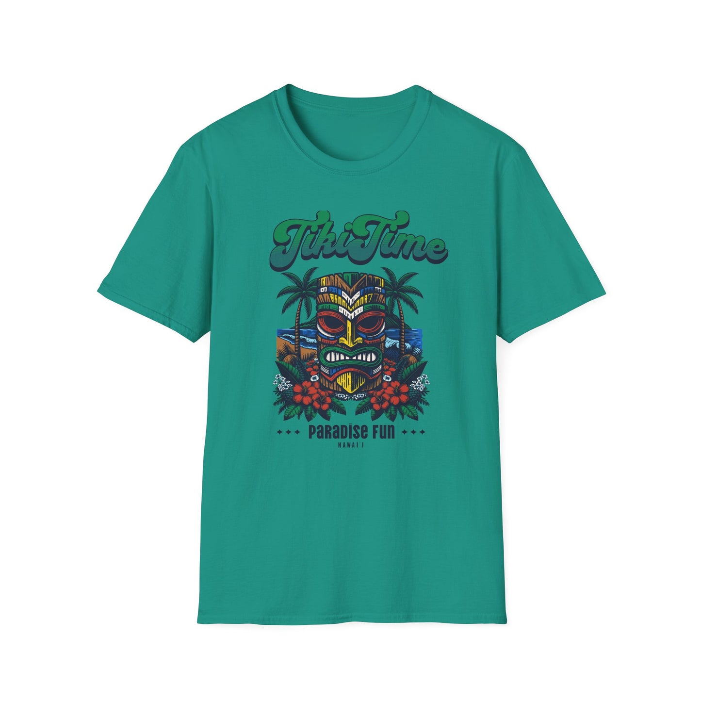 Tiki Time Hawaii Paradise Fun Unisex T-Shirt, Relaxed Fit Tee, Beachwear, Vacation Shirt, Gift for Travelers, Gift for Scuba Divers