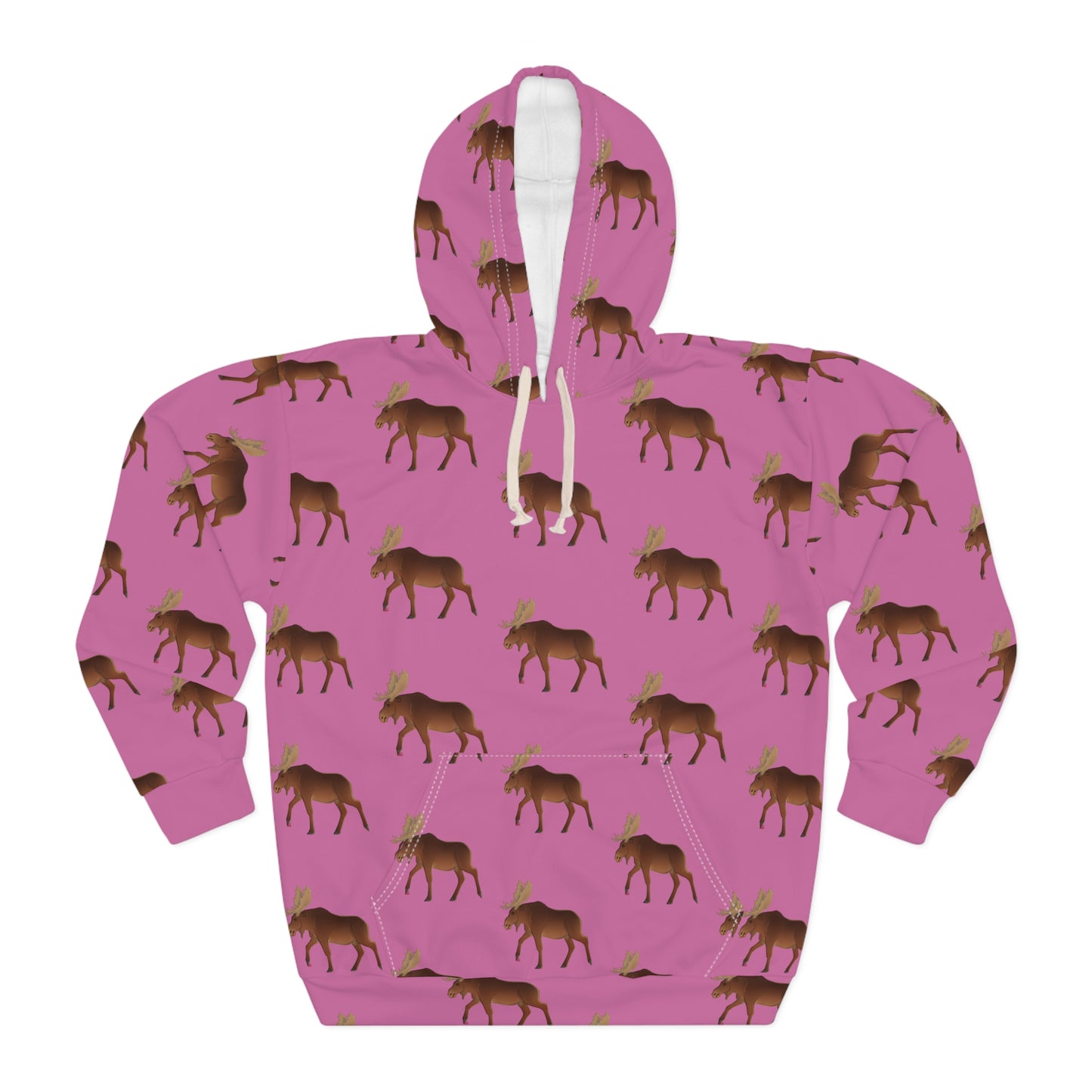 Cozy Moose Pattern Hoodie, Unisex Pullover Sweatshirt, Great for Outdoor Adventures, Gift for Dad, Gifts for Nature Lovers, Winter Apparel