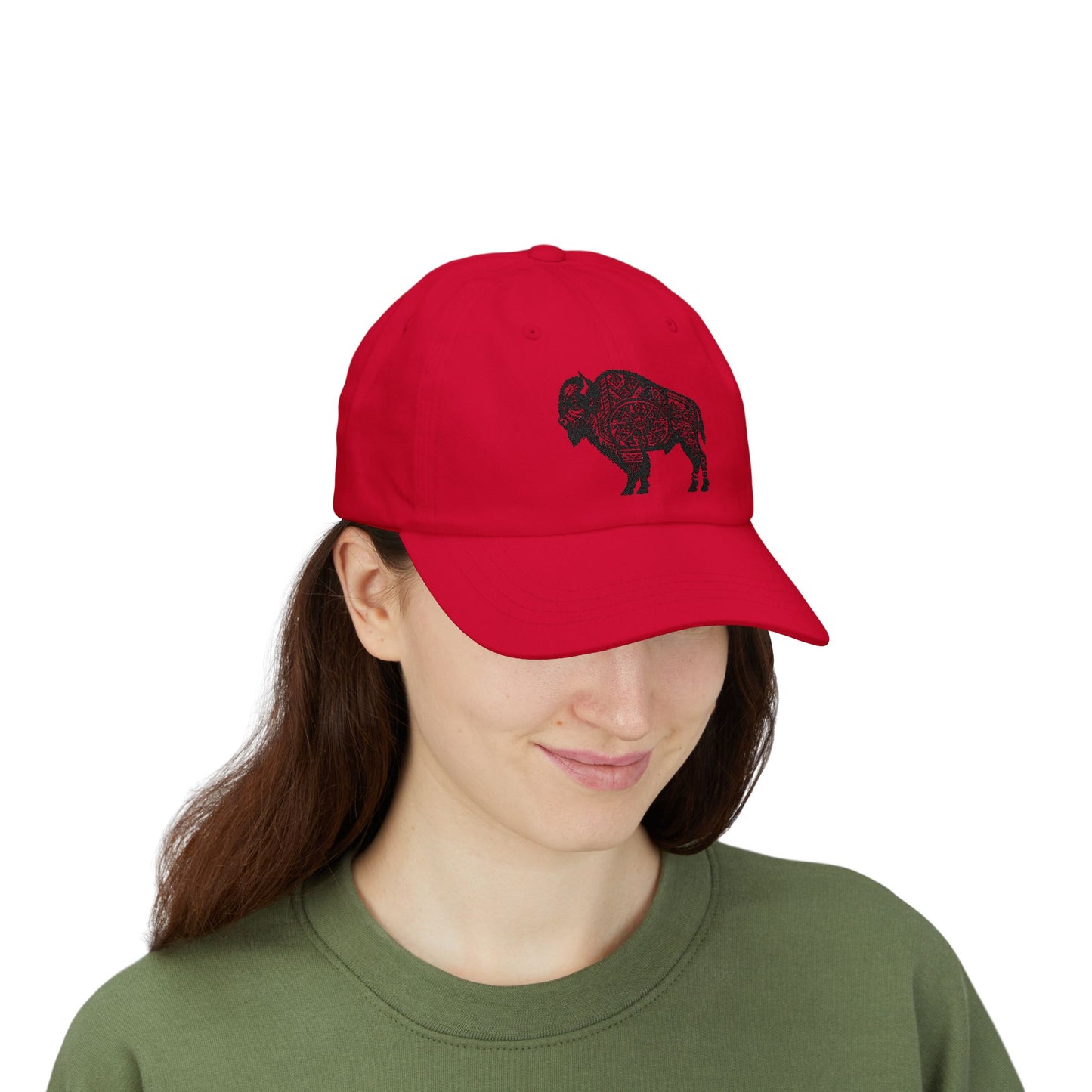 Dad Cap with Tribal Art Bison Design