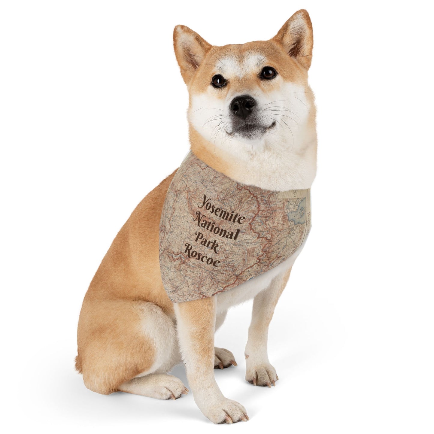 Pet Bandana - Yosemite National Park Topographic Map Personalize Your Pet's Name