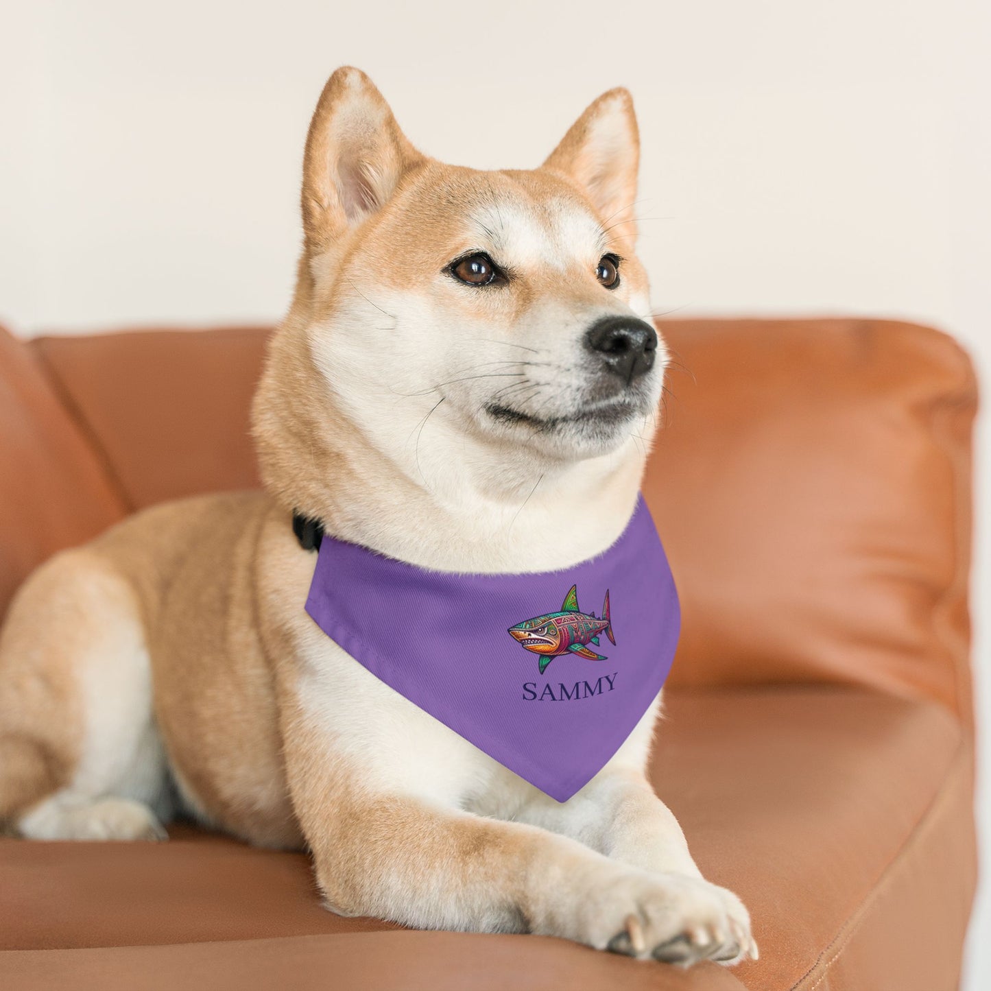 Colorful Shark Pet Bandana Collar | Fun Dog Accessory for Walks, Beach Days, Pet Parties, Summer Style, Unique Dog Gift