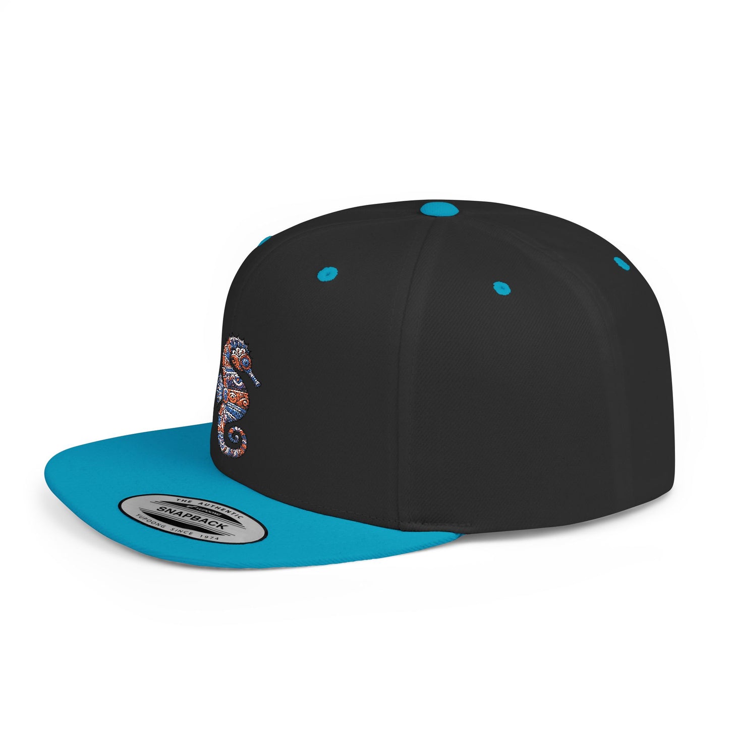 Snapback Cap Colorful Tribal Seahorse Embroidery Beach Adventure Scuba Diving