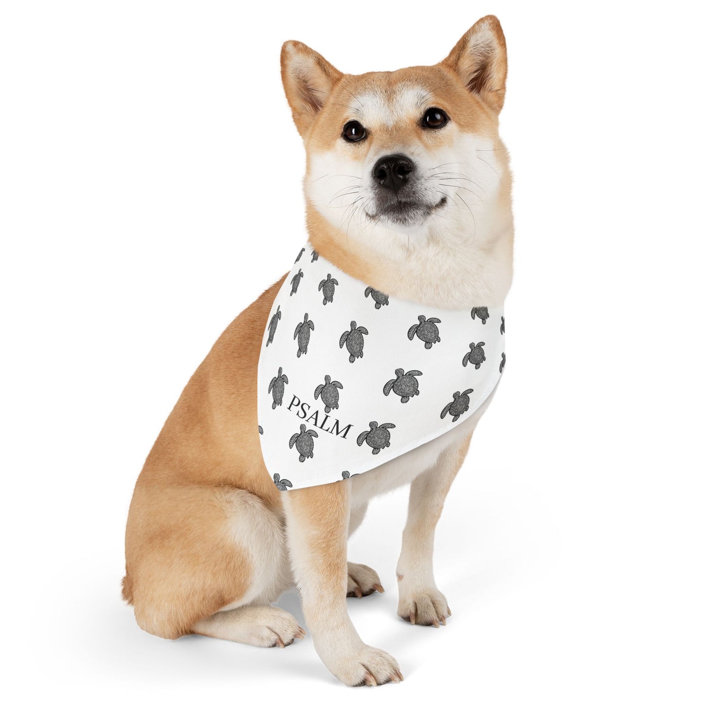 Black and White Turtle Tattoo Pet Bandana Collar | Fun Dog Accessory for Walks, Beach Days, Pet Parties, Summer Style, Unique Dog Gift