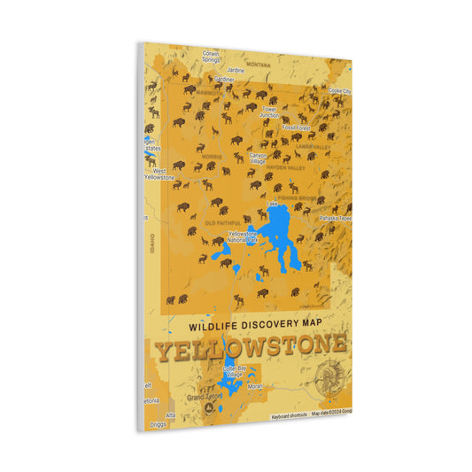 Canvas Gallery Wraps - Yellowstone Wildlife Discovery Map