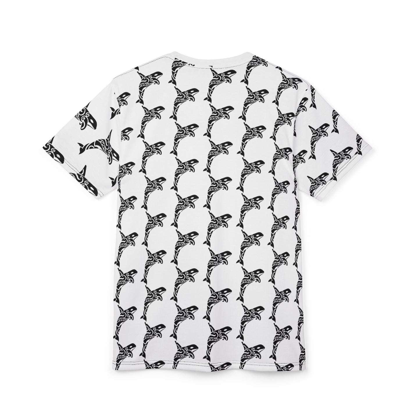 Stylish Unisex Tribal Orca Tattoo Style Graphic Tee | Modern Monochrome Design