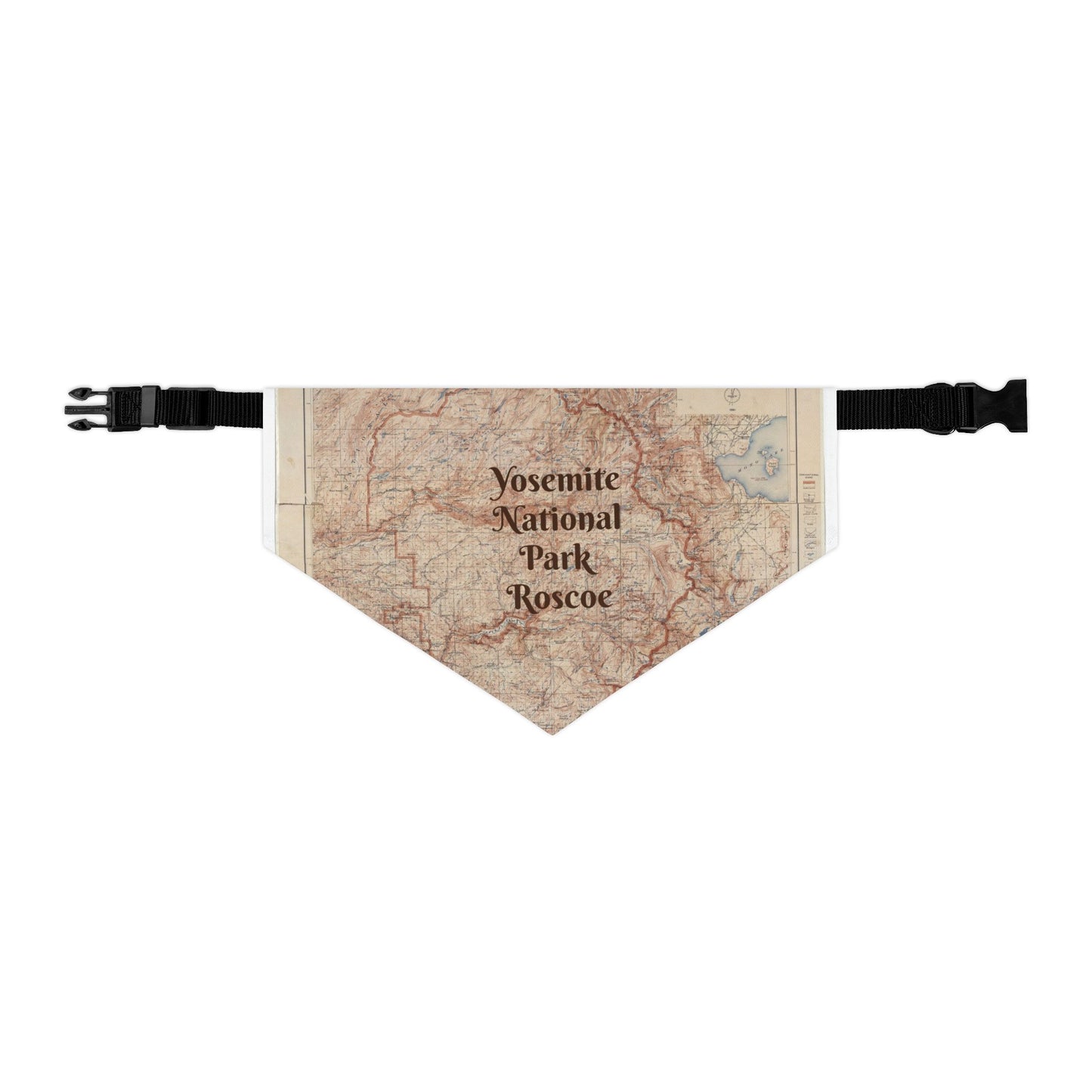 Pet Bandana - Yosemite National Park Topographic Map Personalize Your Pet's Name