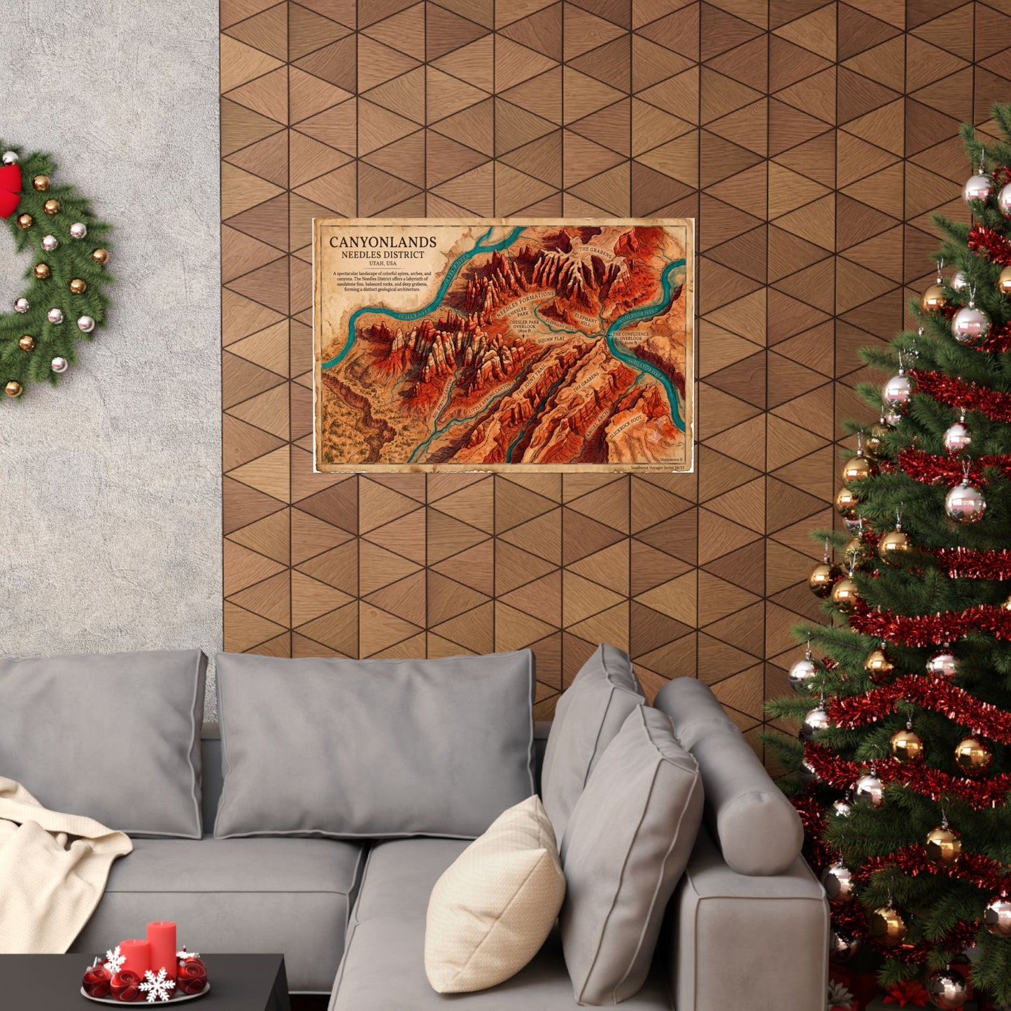 Canyonlands Needles District Matte Horizontal Poster — Vintage Topographic Map Art