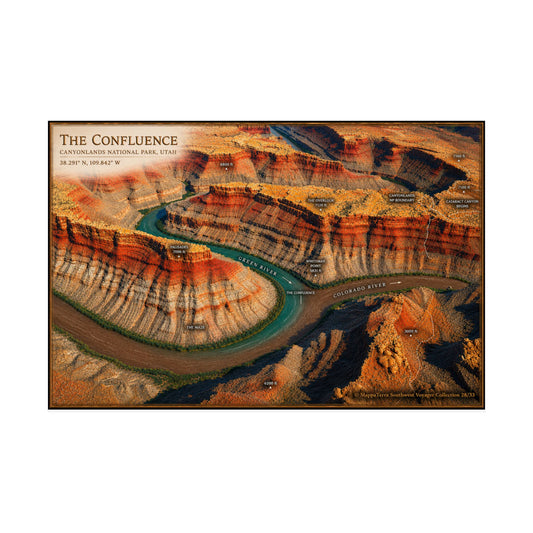 Canyonlands Confluence Green River Colorado River Matte Horizontal Poster — Vintage Topographic Map Art