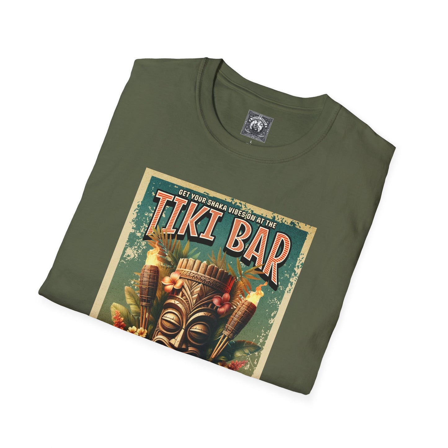Tiki Bar Kua Beach Hawaii Unisex Softstyle T-Shirt - Tiki Bar Design with Totem, Perfect for Summer Parties and Beach Day