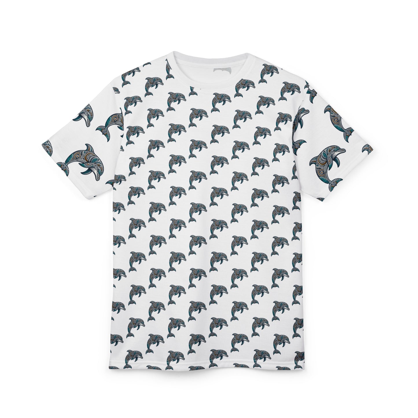 Stylish Unisex Tribal Dolphin Graphic Tee | Modern Monochrome Design