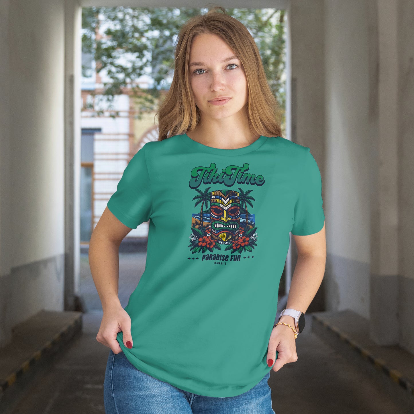 Tiki Time Hawaii Paradise Fun Unisex T-Shirt, Relaxed Fit Tee, Beachwear, Vacation Shirt, Gift for Travelers, Gift for Scuba Divers