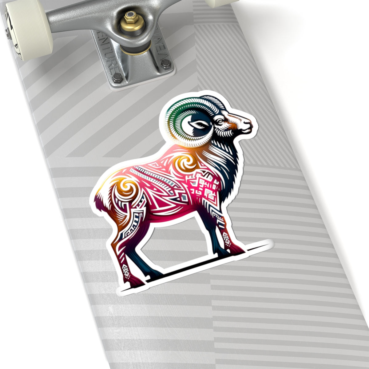 Tribal Tattoo Big Horn Ram Sticker - Western Decor, Nature Lover Gift, Laptop Stickers, Waterproof Art, Yellowstone Mountain Decor