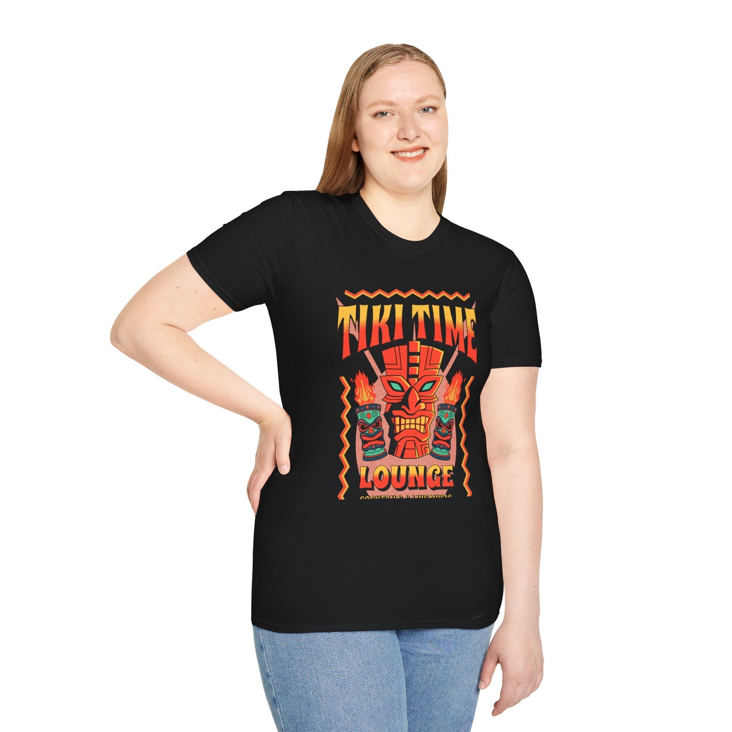 Tiki Time Lounge T-Shirt, Tropical Vacation Tee, Summer Party Shirt, Retro Graphic Top, Beachwear, Fun Gift for Him/Her