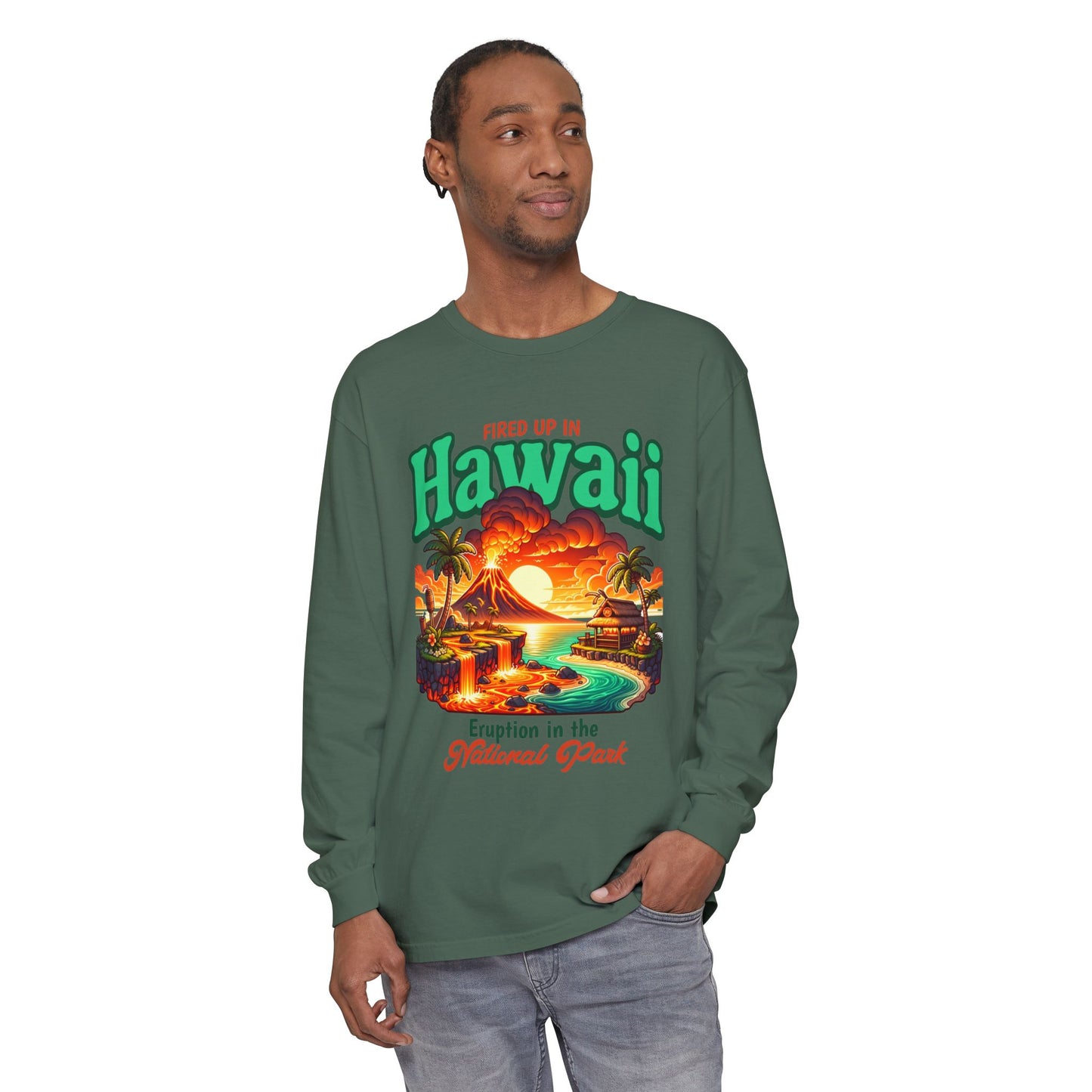 Volcano Hawaii Long Sleeve Tee | Camping Shirt, Outdoor Apparel, Nature Lover Gift, Unisex T-Shirt, Summer Camp Collectible