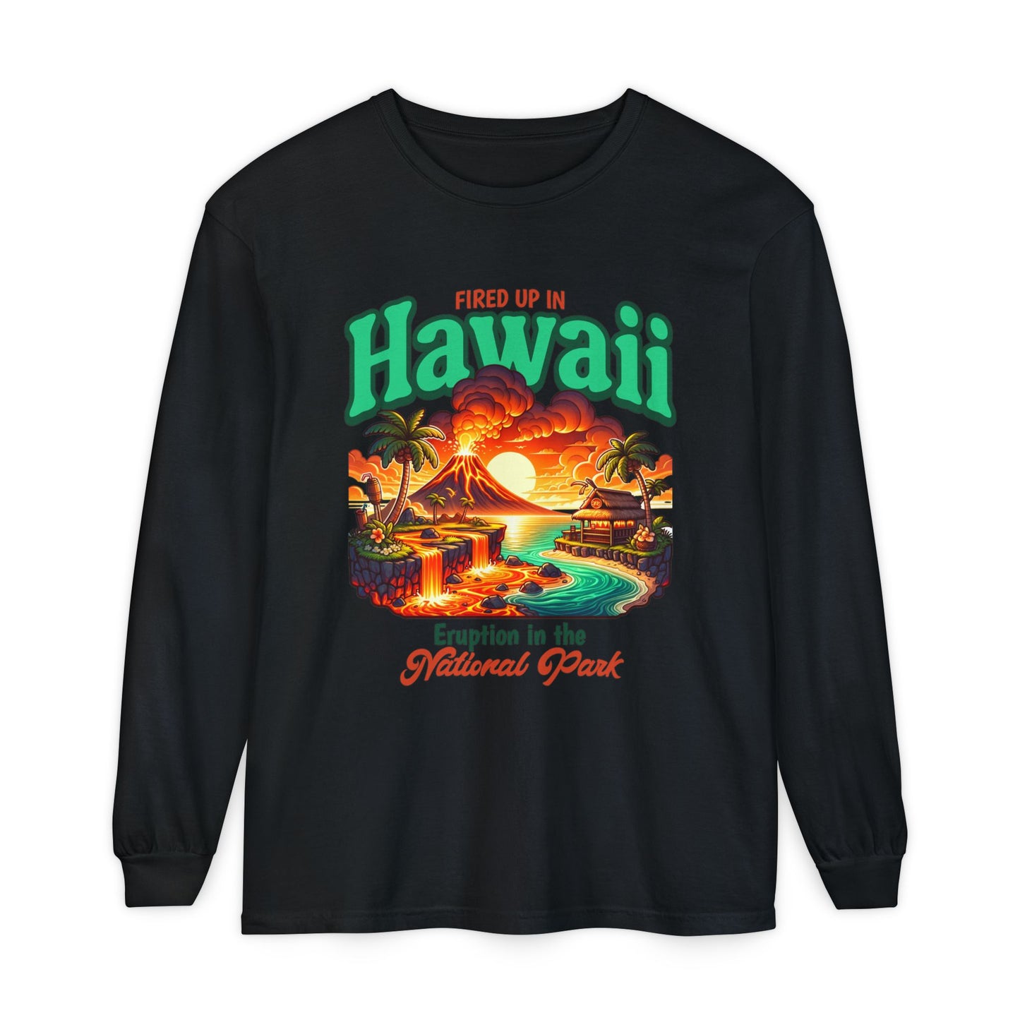 Volcano Hawaii Long Sleeve Tee | Camping Shirt, Outdoor Apparel, Nature Lover Gift, Unisex T-Shirt, Summer Camp Collectible