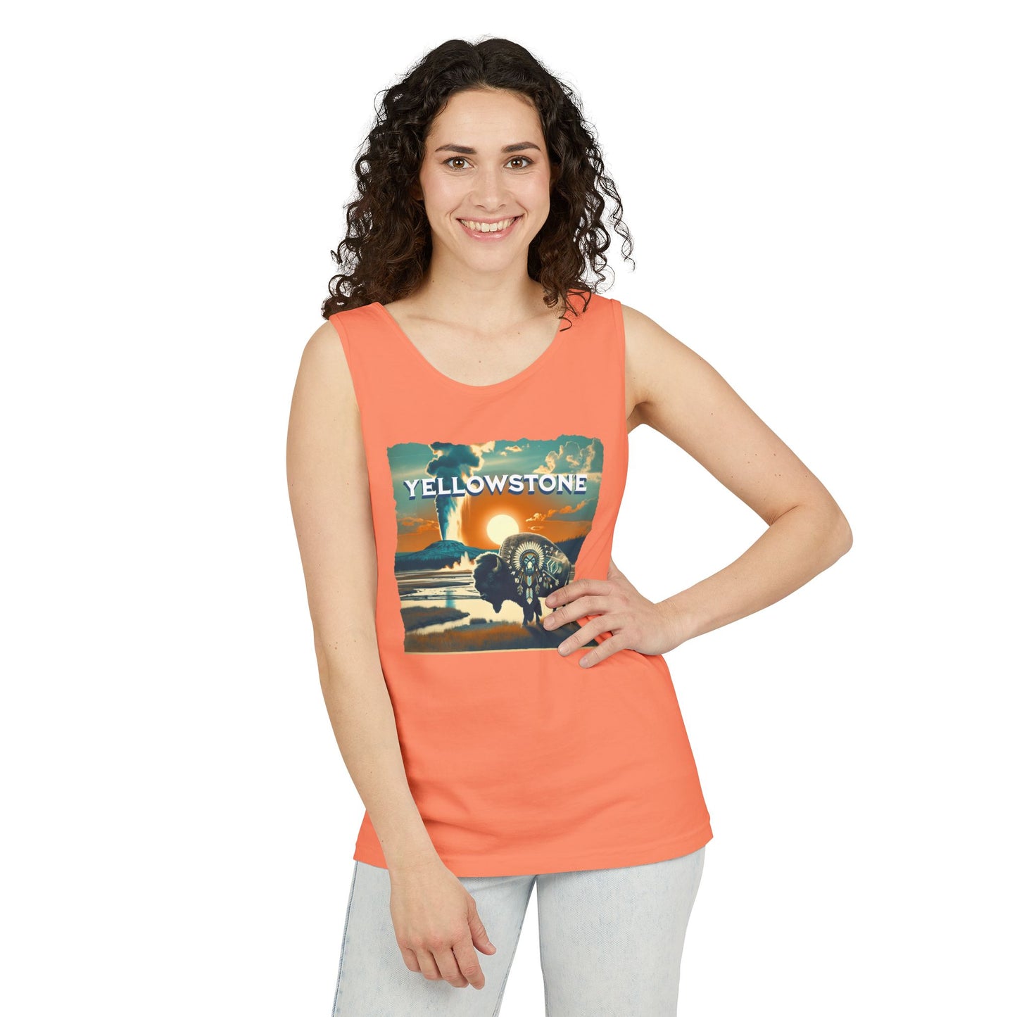 Yellowstone Sunset Unisex Tank Top | Vintage Yellowstone Graphic Tee | Outdoor Lovers Gift | Travel Souvenir | Summer Casual Wear