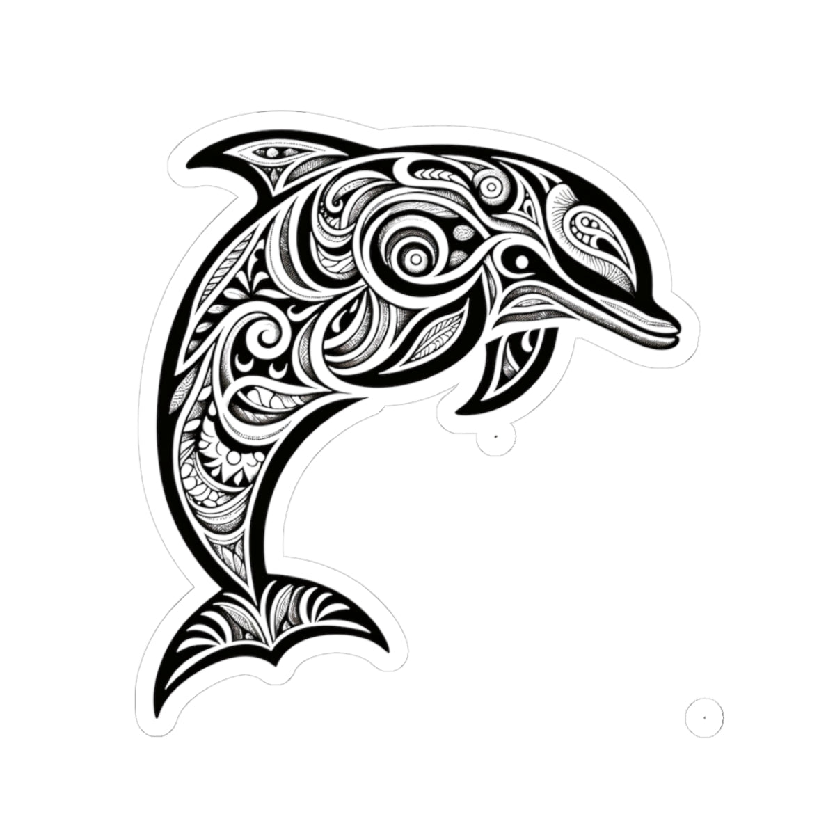 Dolphin Tribal Tattoo Design Kiss-Cut Sticker | Ocean Aesthetic Vinyl Decals | Laptop, Water Bottle, Journal Decor, Gifts for Marine Lovers