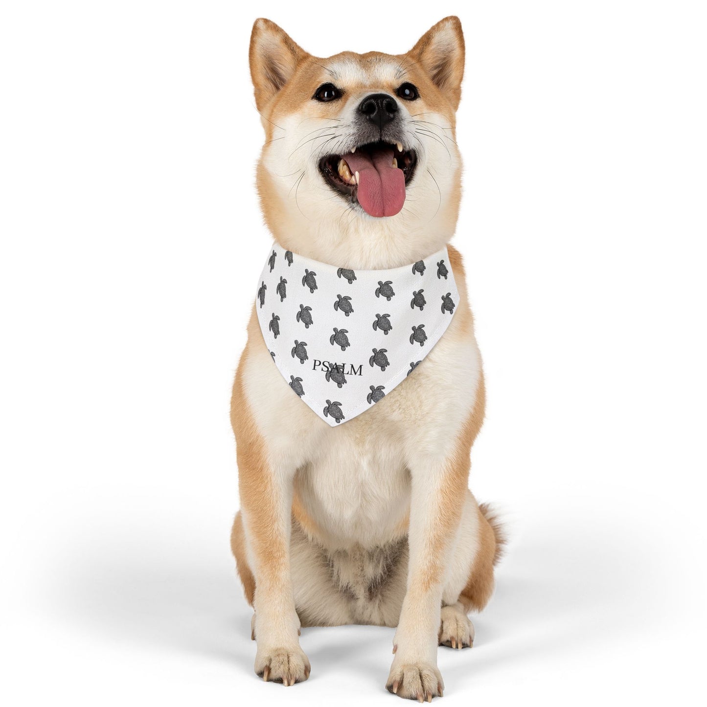 Black and White Turtle Tattoo Pet Bandana Collar | Fun Dog Accessory for Walks, Beach Days, Pet Parties, Summer Style, Unique Dog Gift