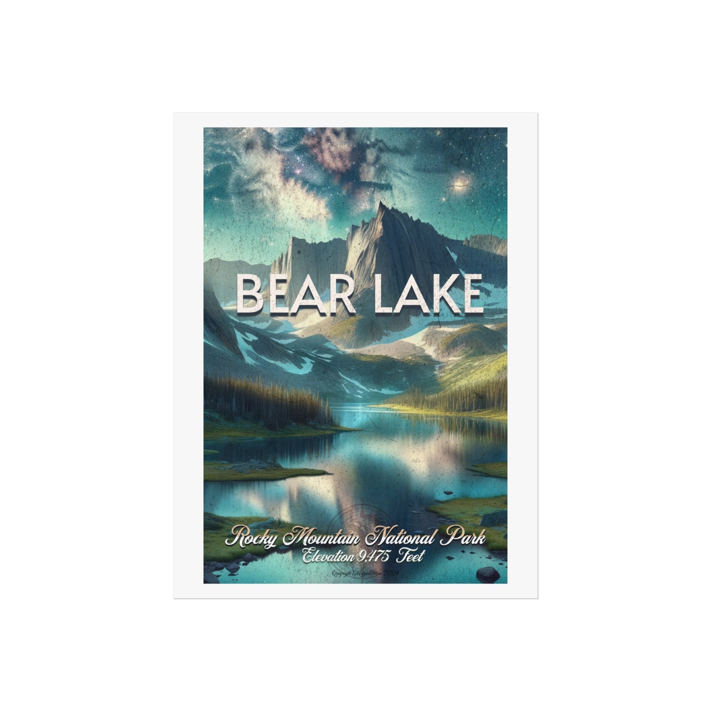 Rocky Mountain National Park, Bear Lake, Night Sky, Travel Art Poster