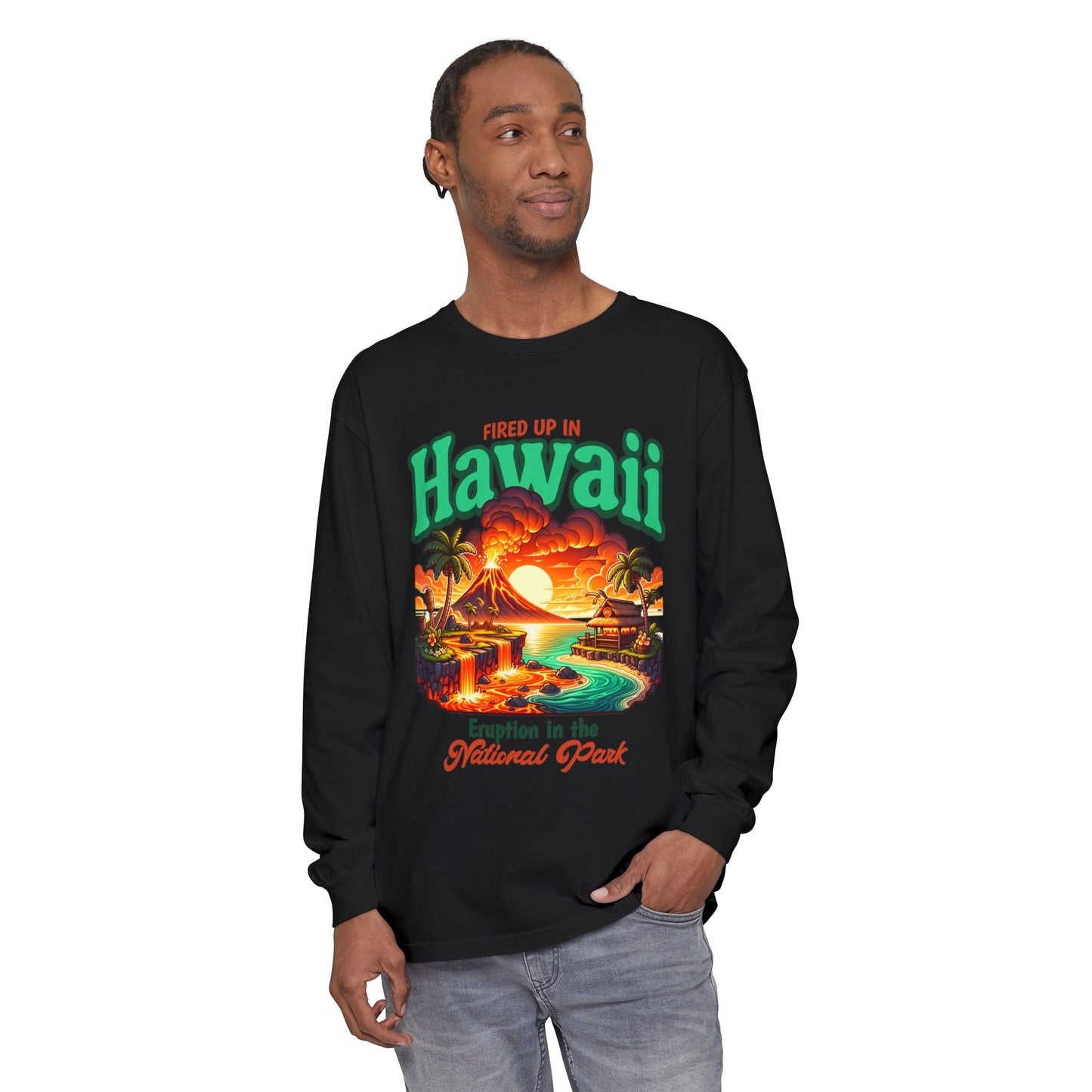 Volcano Hawaii Long Sleeve Tee | Camping Shirt, Outdoor Apparel, Nature Lover Gift, Unisex T-Shirt, Summer Camp Collectible