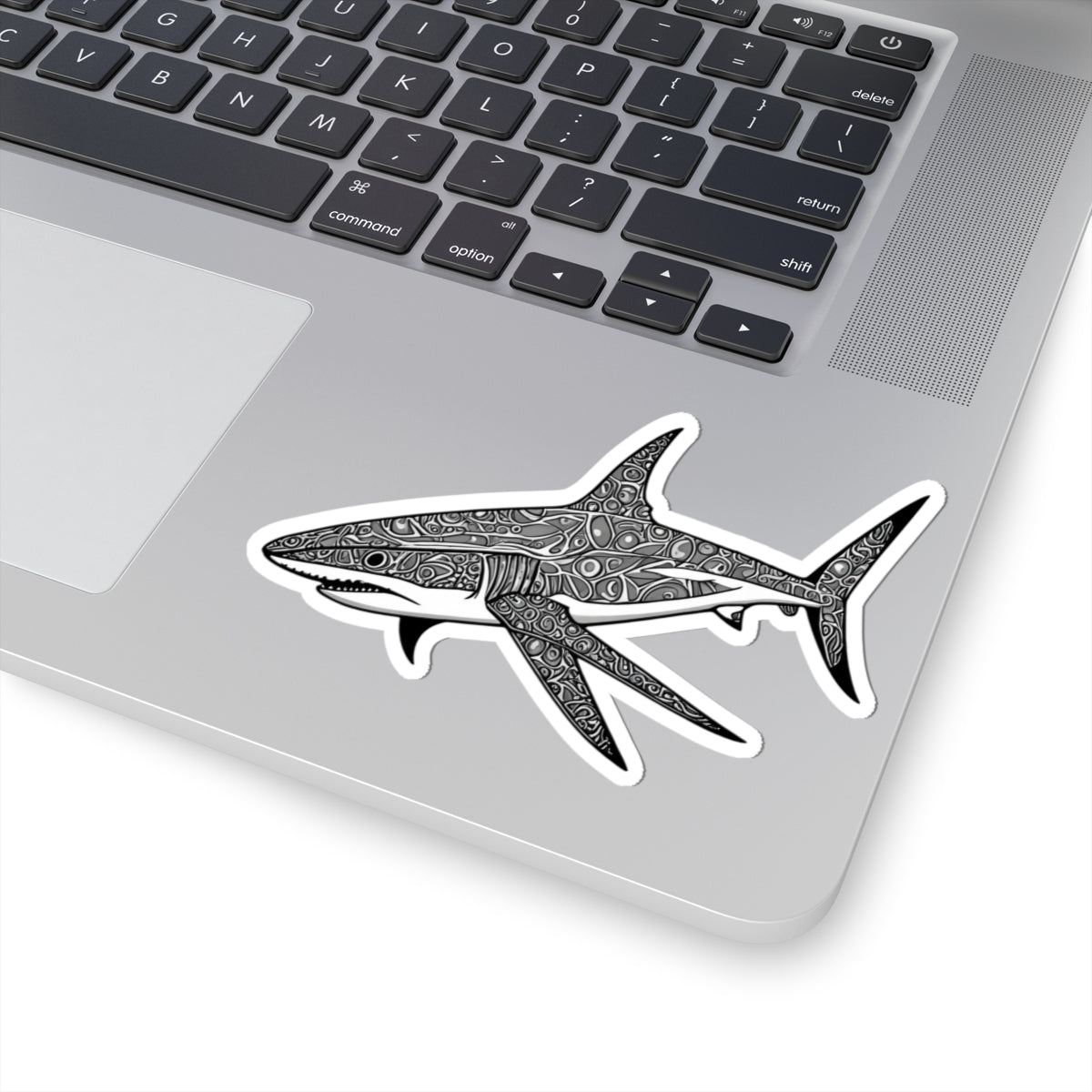 Tribal Tattoo Style Reef Shark Sticker - Ocean Decor, Nature Lover Gift, Laptop Stickers, Waterproof Art, Shark Beach Decor