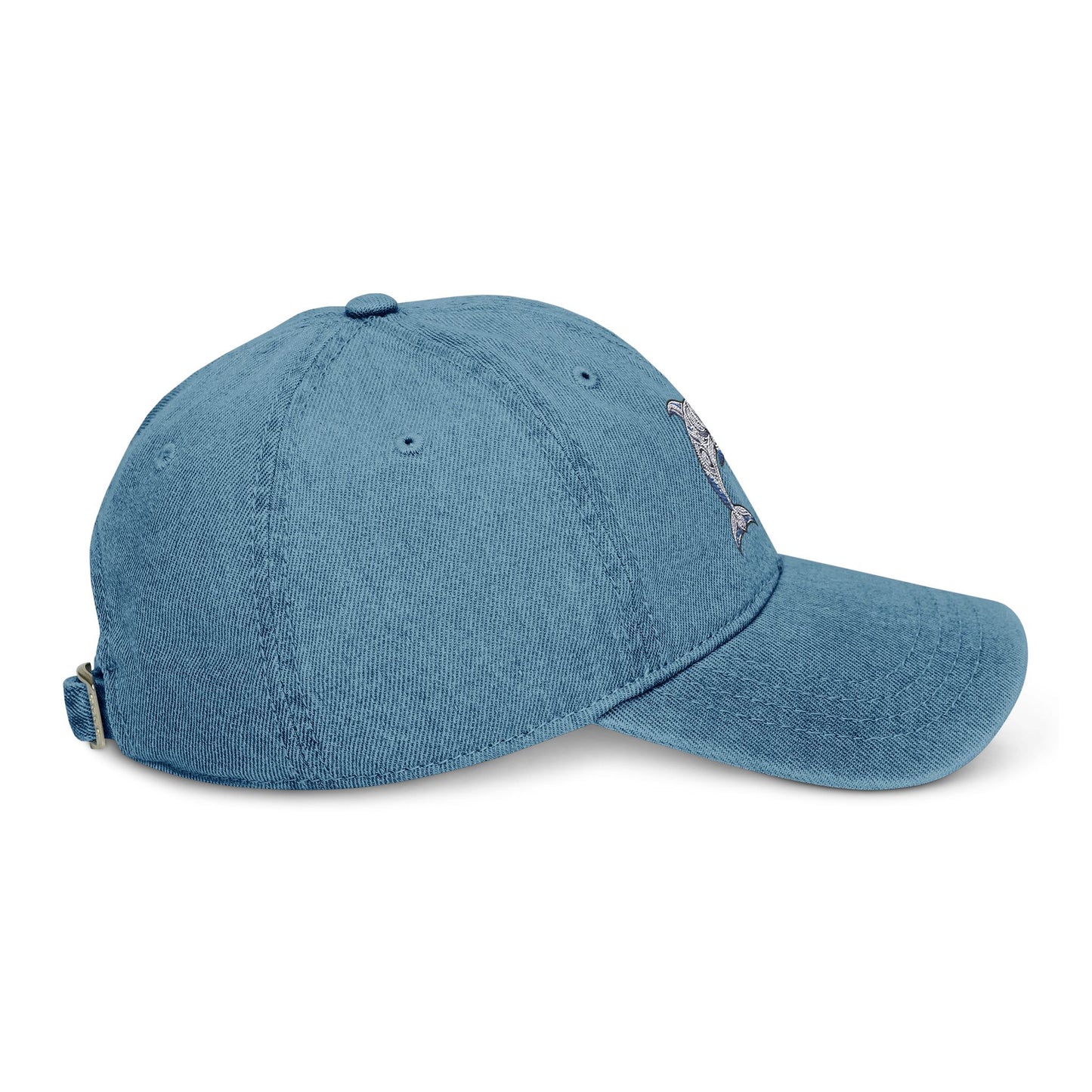 Colorful Embroidered Denim Hat with Tribal Dolphin | Stylish Casual Accessory, Dolphin Lover Gift, Summer Fashion, Unique Dad Hat