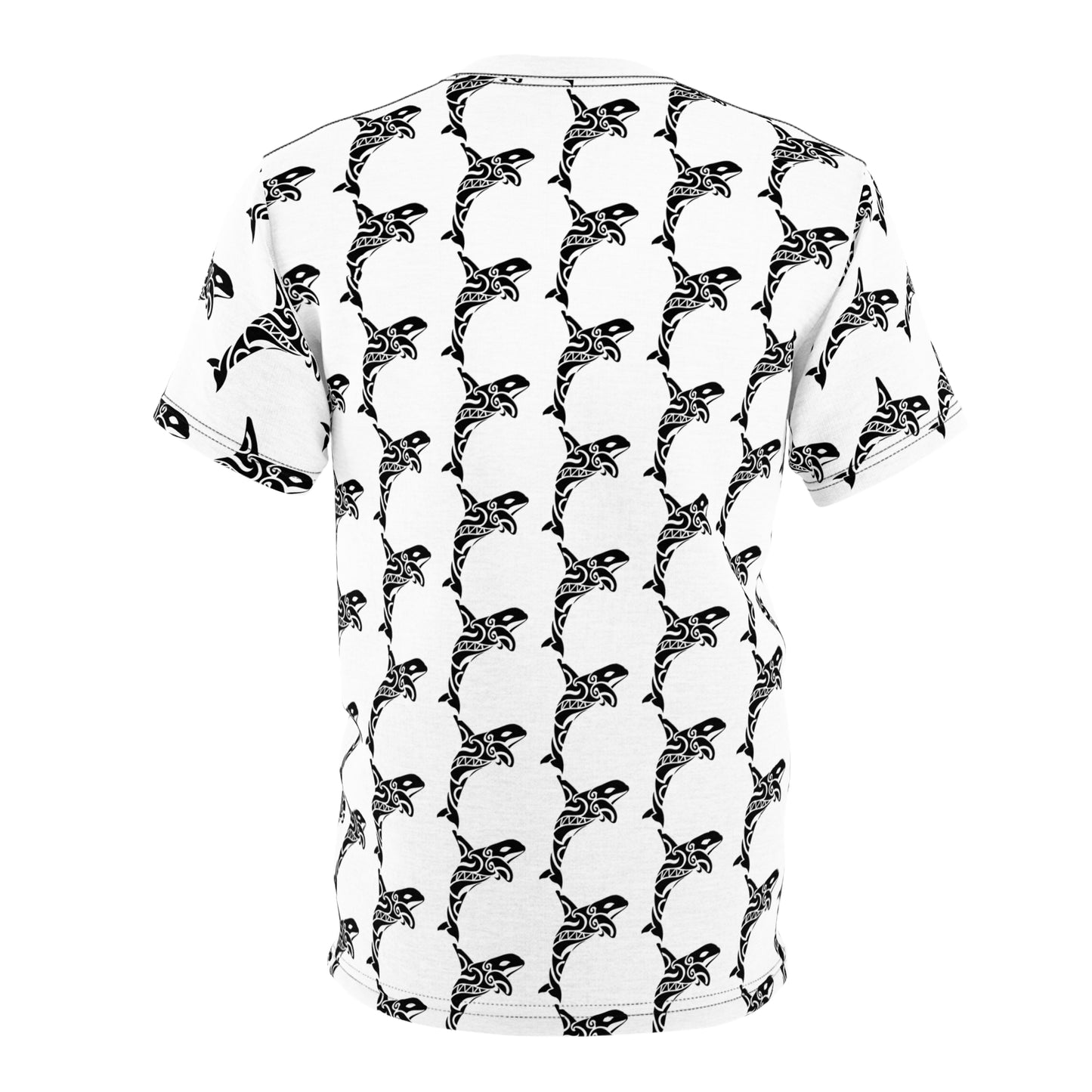 Stylish Unisex Tribal Orca Tattoo Style Graphic Tee | Modern Monochrome Design