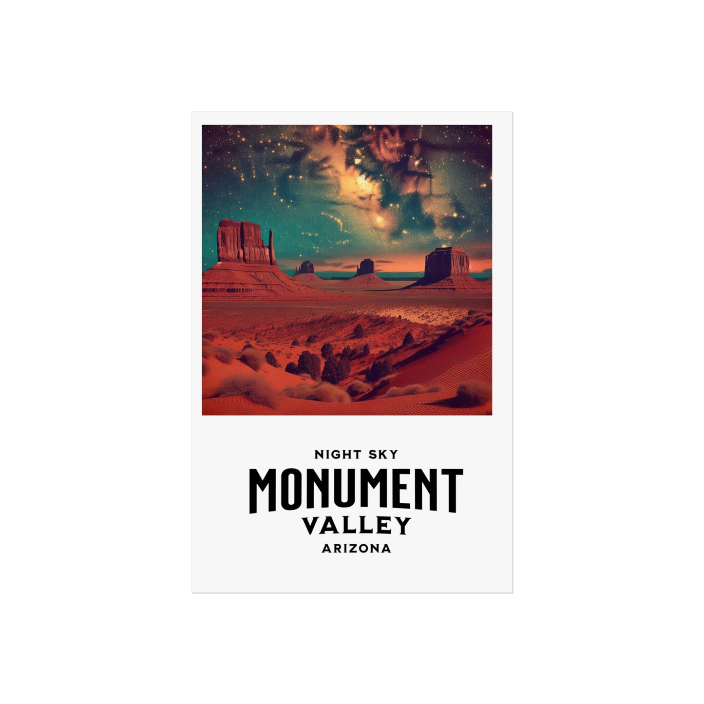 Poster - Monument Valley Arizona Vintage Night Sky Constellations Milky Way