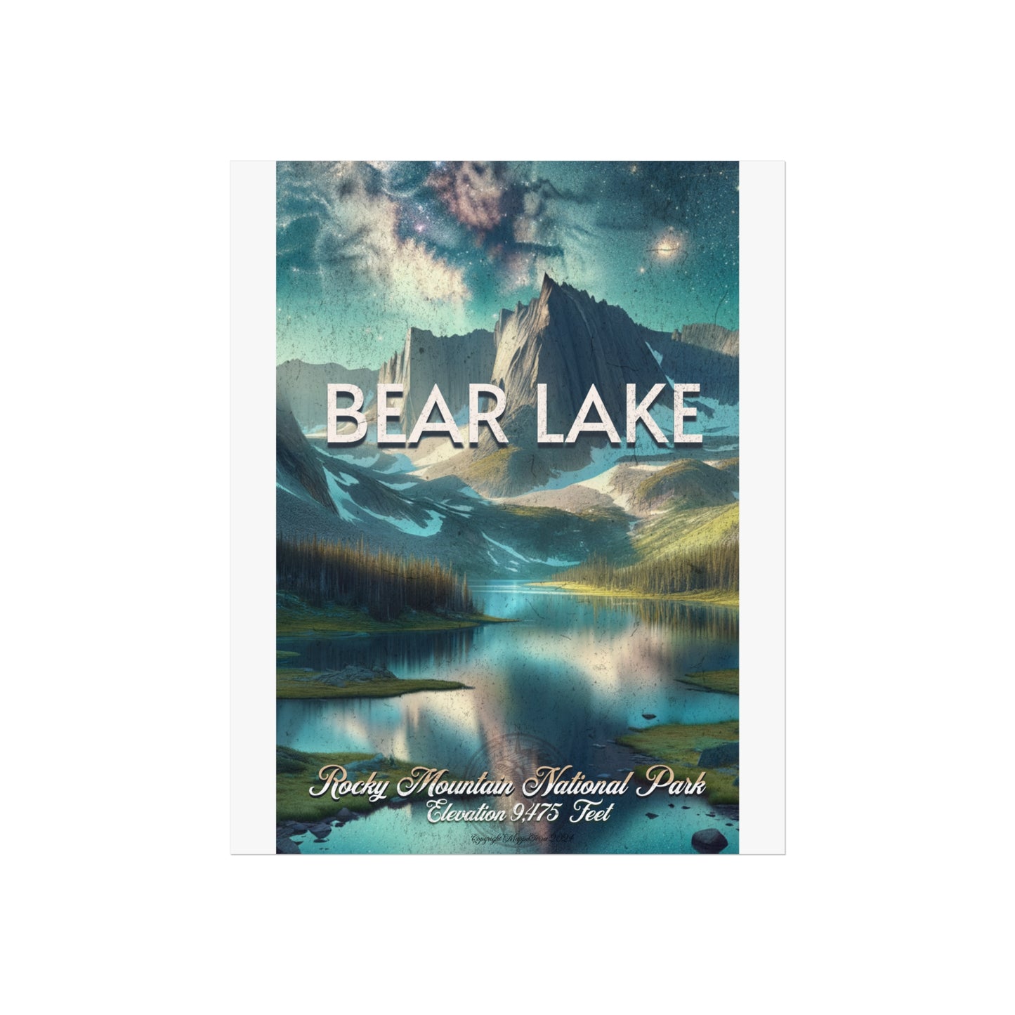 Rocky Mountain National Park, Bear Lake, Night Sky, Travel Art Poster