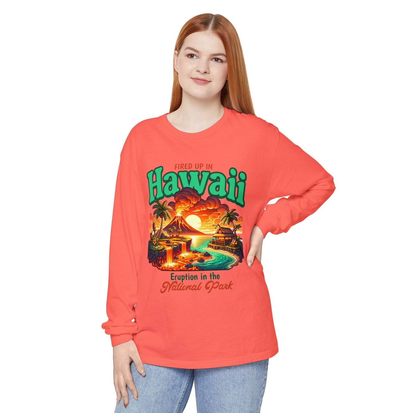 Volcano Hawaii Long Sleeve Tee | Camping Shirt, Outdoor Apparel, Nature Lover Gift, Unisex T-Shirt, Summer Camp Collectible