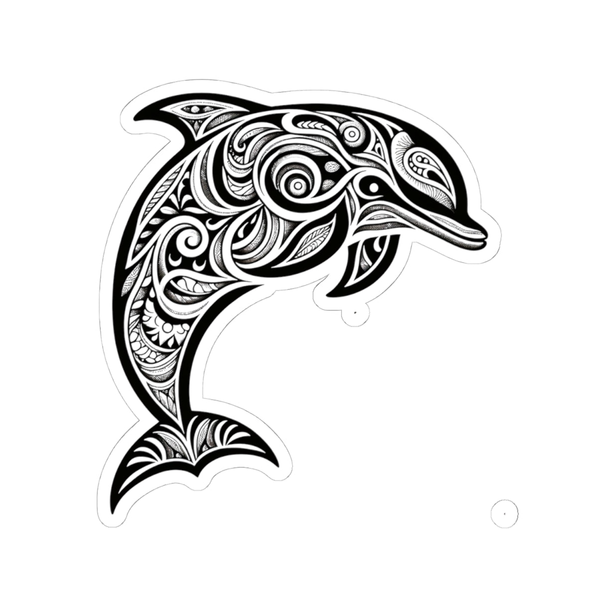 Dolphin Tribal Tattoo Design Kiss-Cut Sticker | Ocean Aesthetic Vinyl Decals | Laptop, Water Bottle, Journal Decor, Gifts for Marine Lovers
