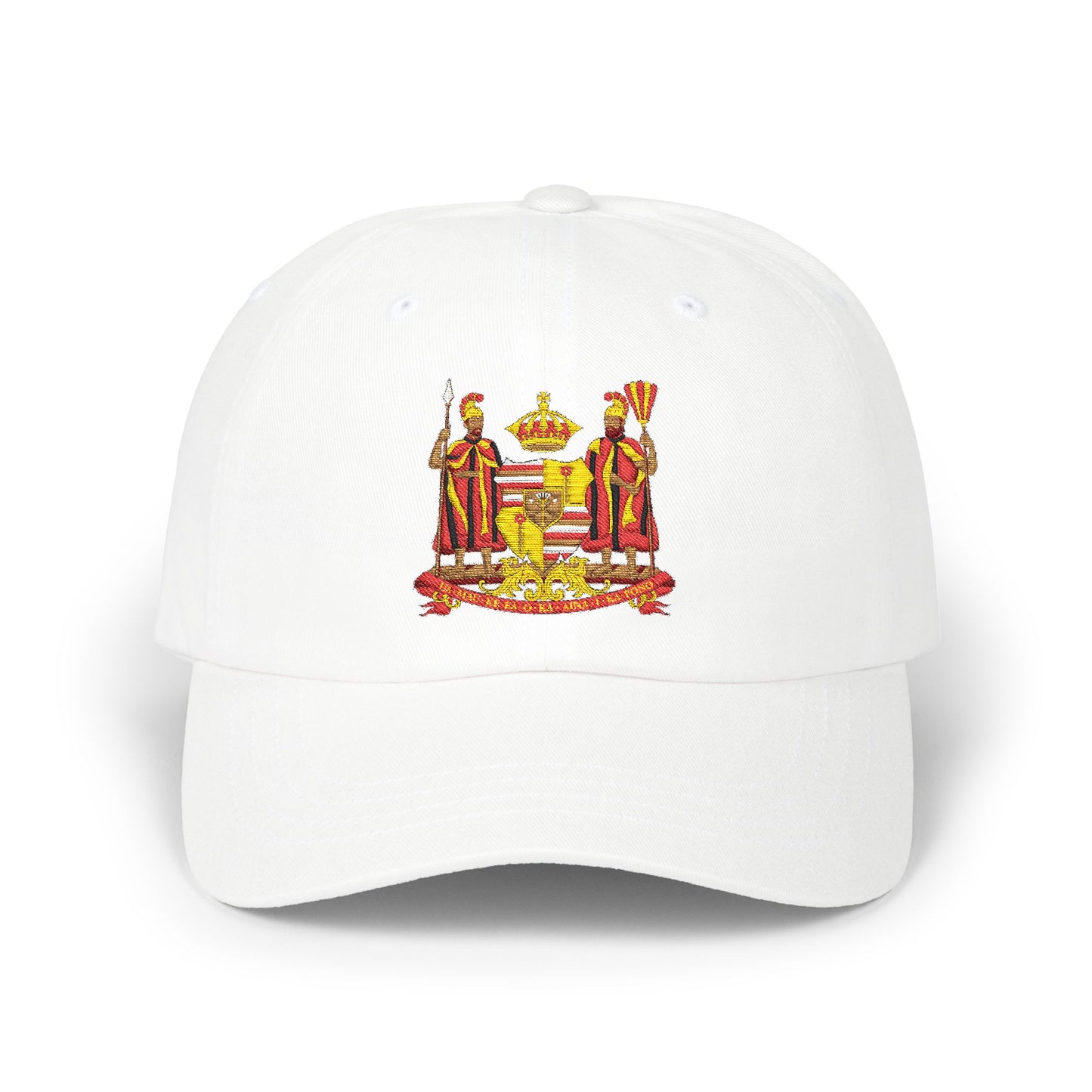 Classic Dad Cap with Regal Emblem - Adjustable White Hat for Casual Style