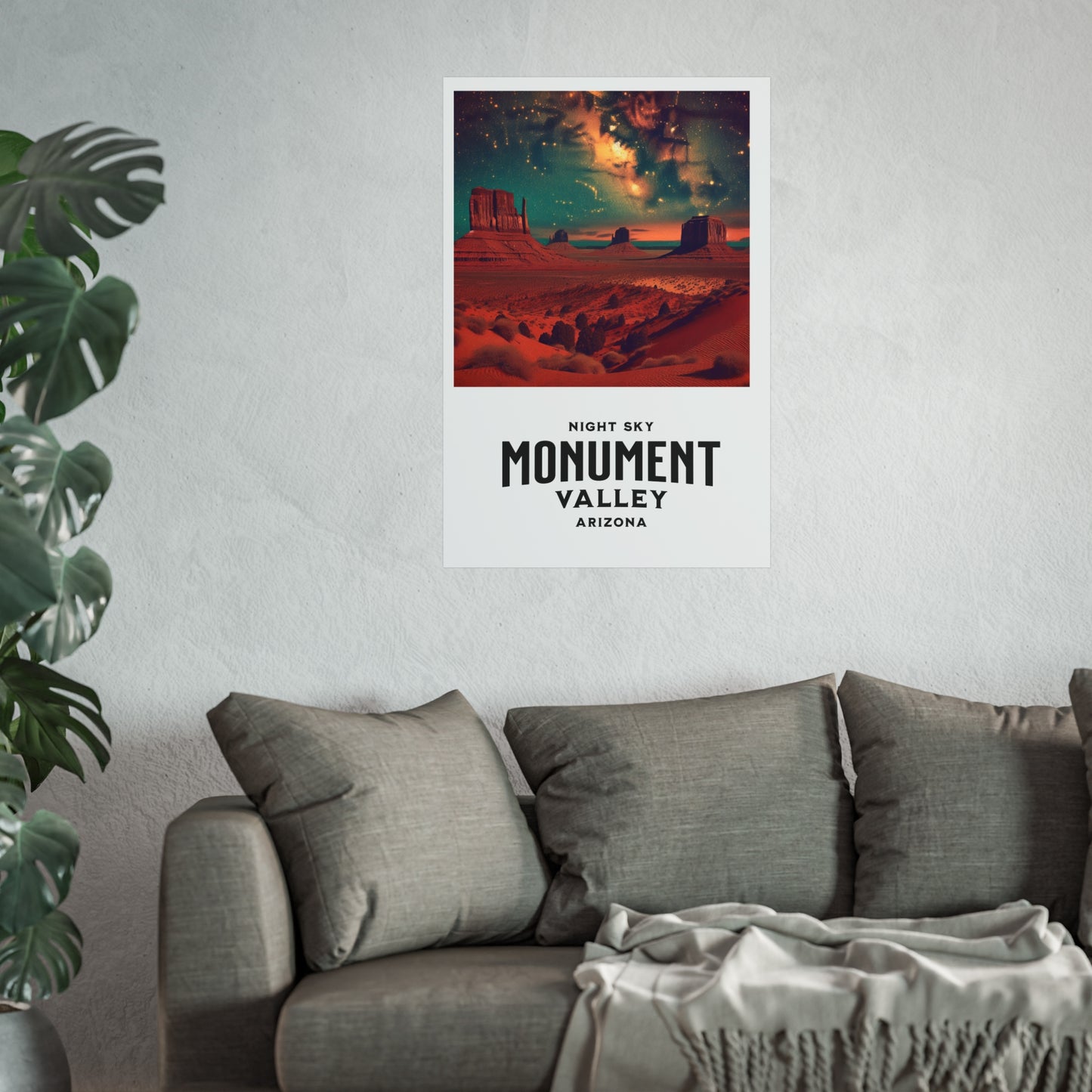 Poster - Monument Valley Arizona Vintage Night Sky Constellations Milky Way