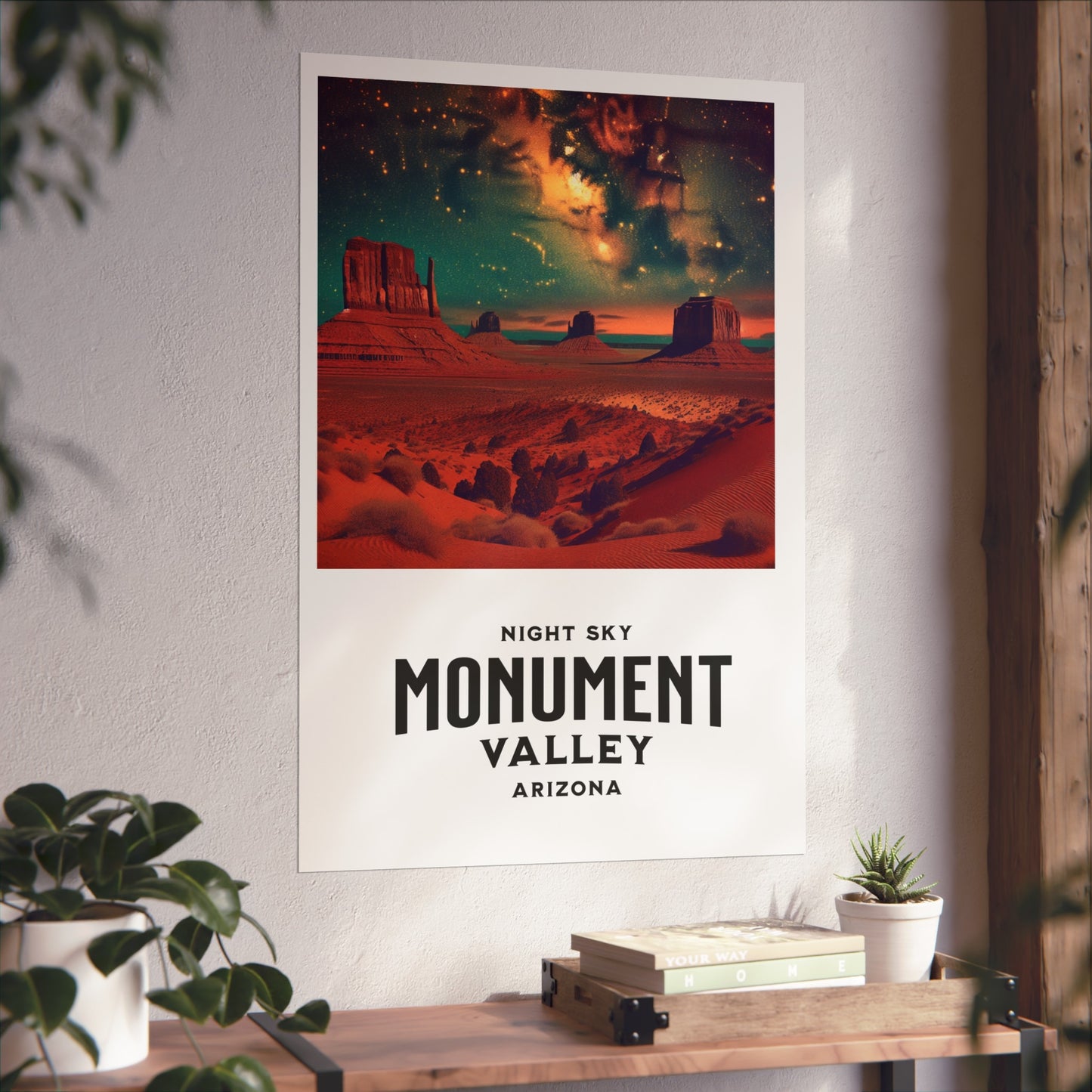 Poster - Monument Valley Arizona Vintage Night Sky Constellations Milky Way