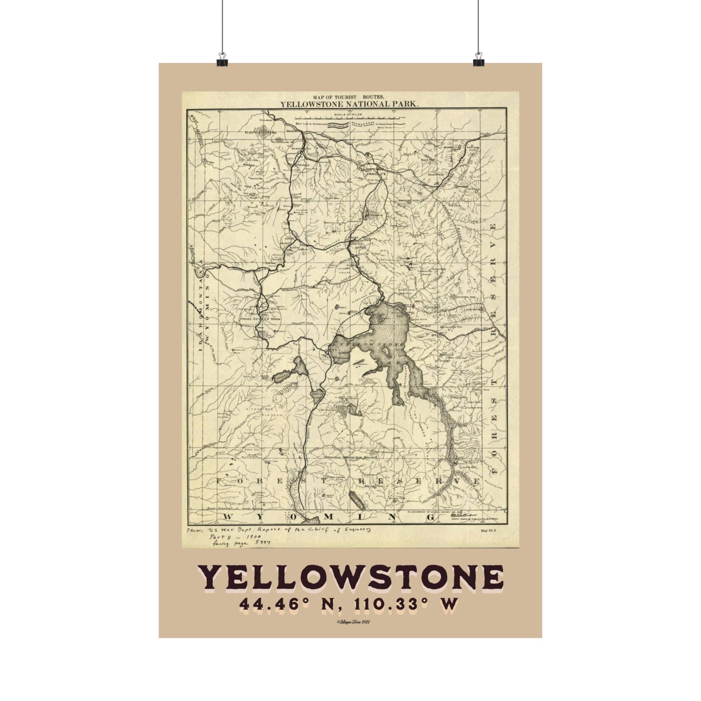 Vintage Historic Yellowstone Map Poster