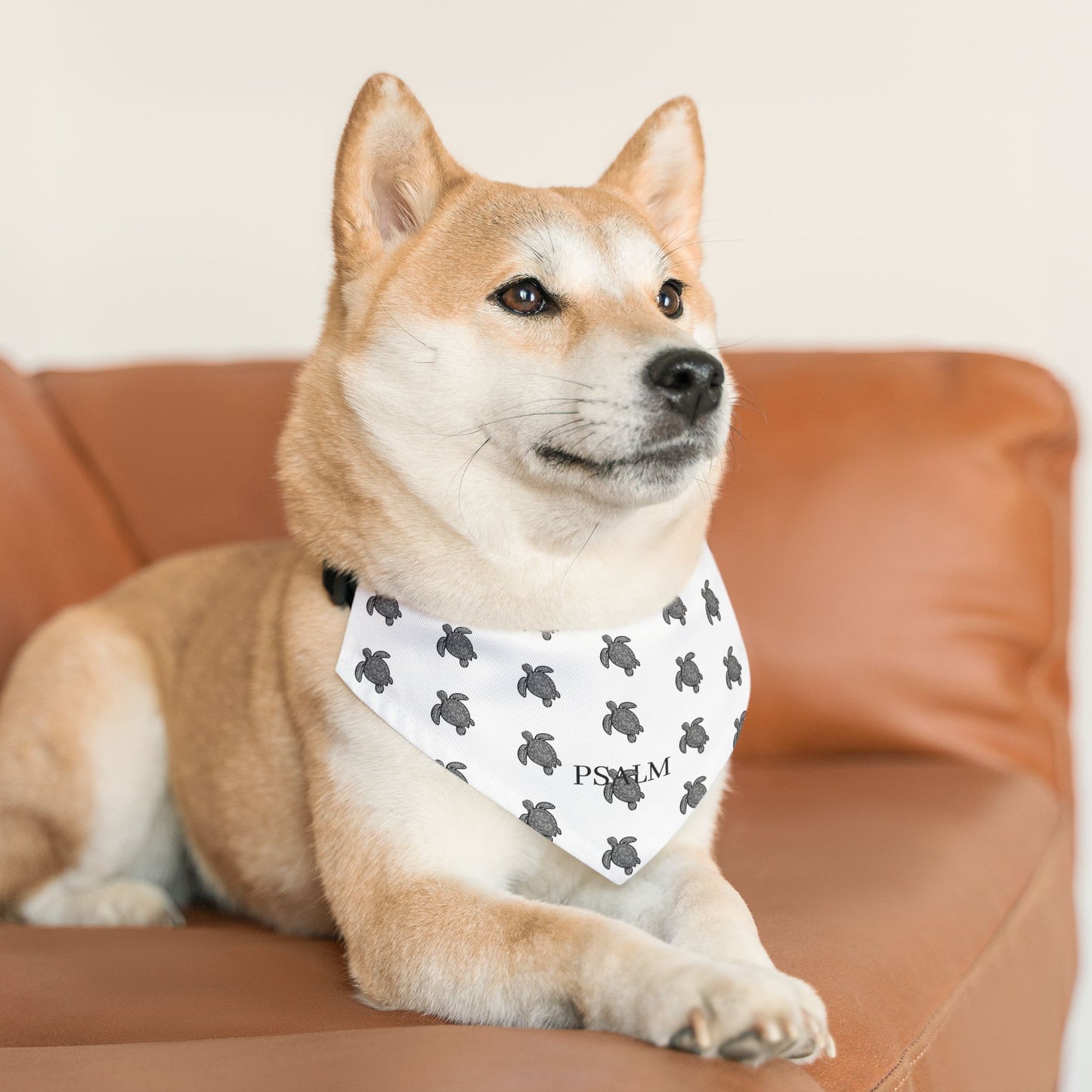 Black and White Turtle Tattoo Pet Bandana Collar | Fun Dog Accessory for Walks, Beach Days, Pet Parties, Summer Style, Unique Dog Gift